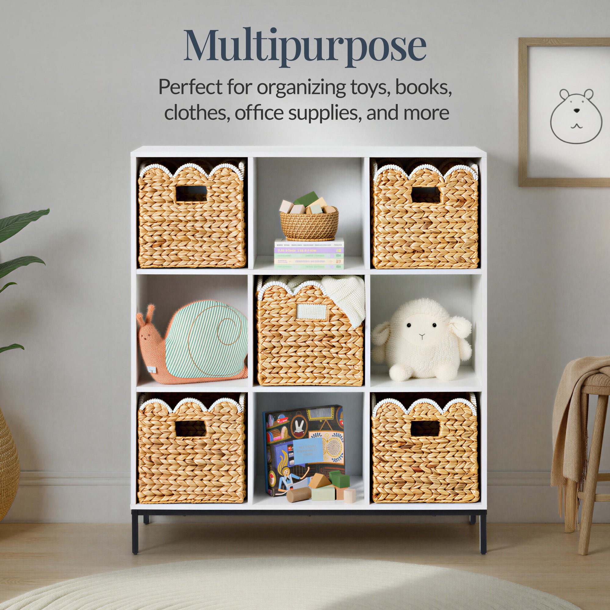 Scalloped 13 x 13in Hyacinth Storage Basket Set of 5