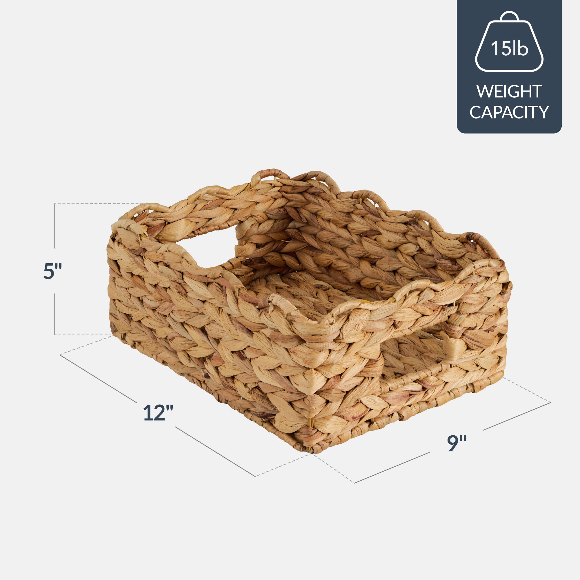 9x12 Scalloped Shelf Basket, Pantry Bins, 4 Pack