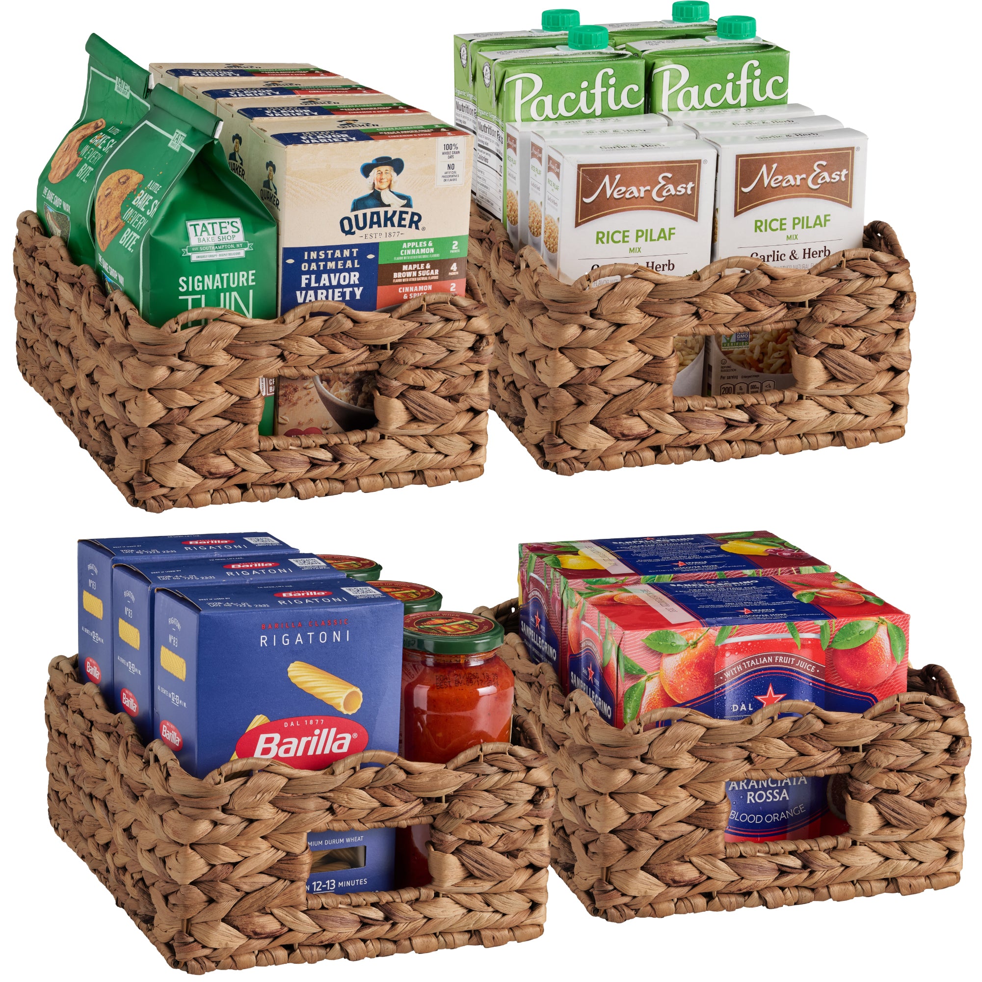 9x12 Scalloped Shelf Basket, Pantry Bins, 4 Pack