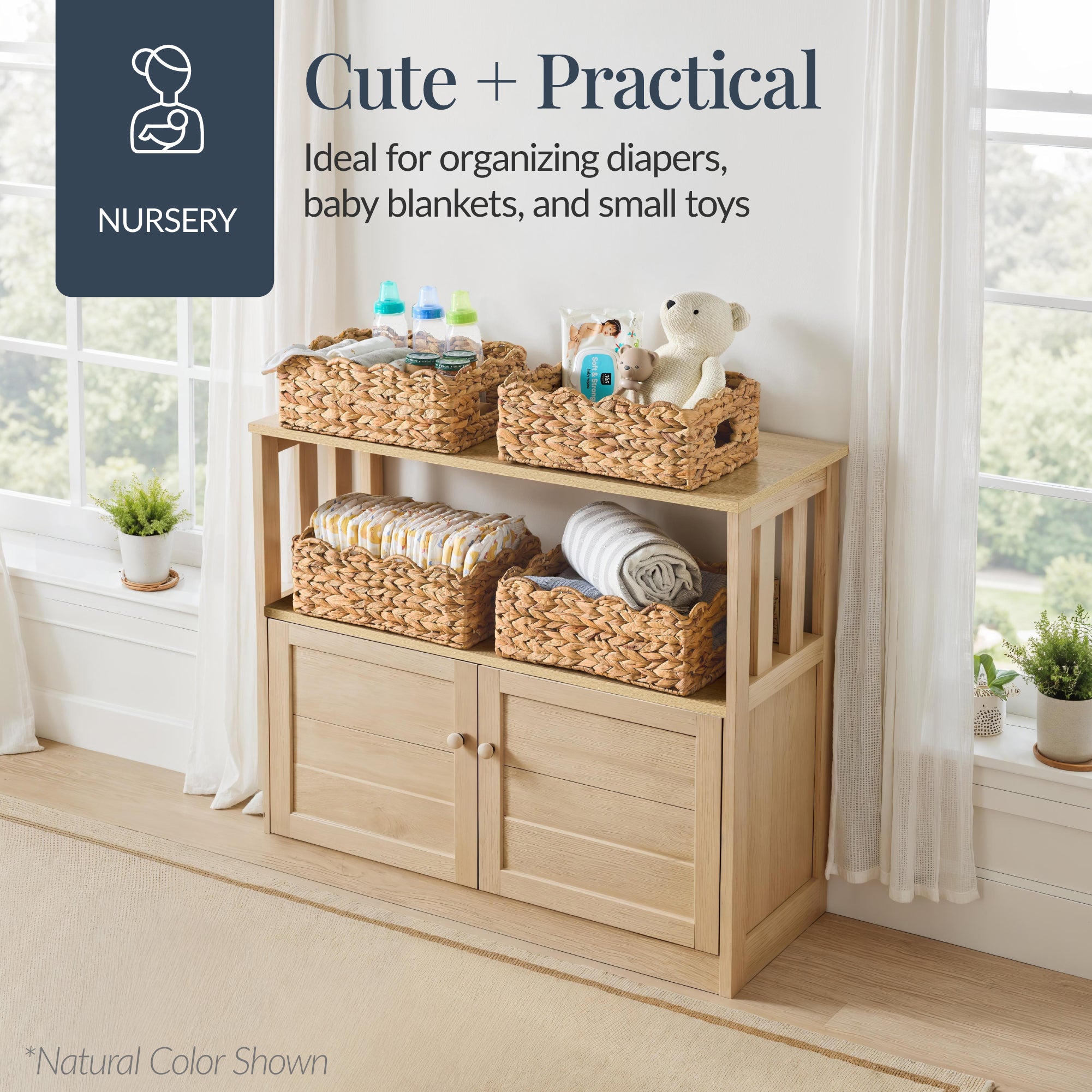 9x12 Scalloped Shelf Basket, Pantry Bins, 4 Pack