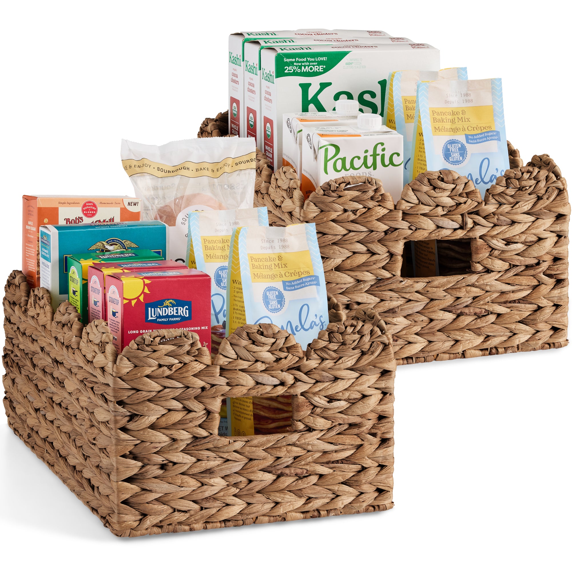 16x12 Scalloped Shelf Basket, Pantry Bins, 2 Pack