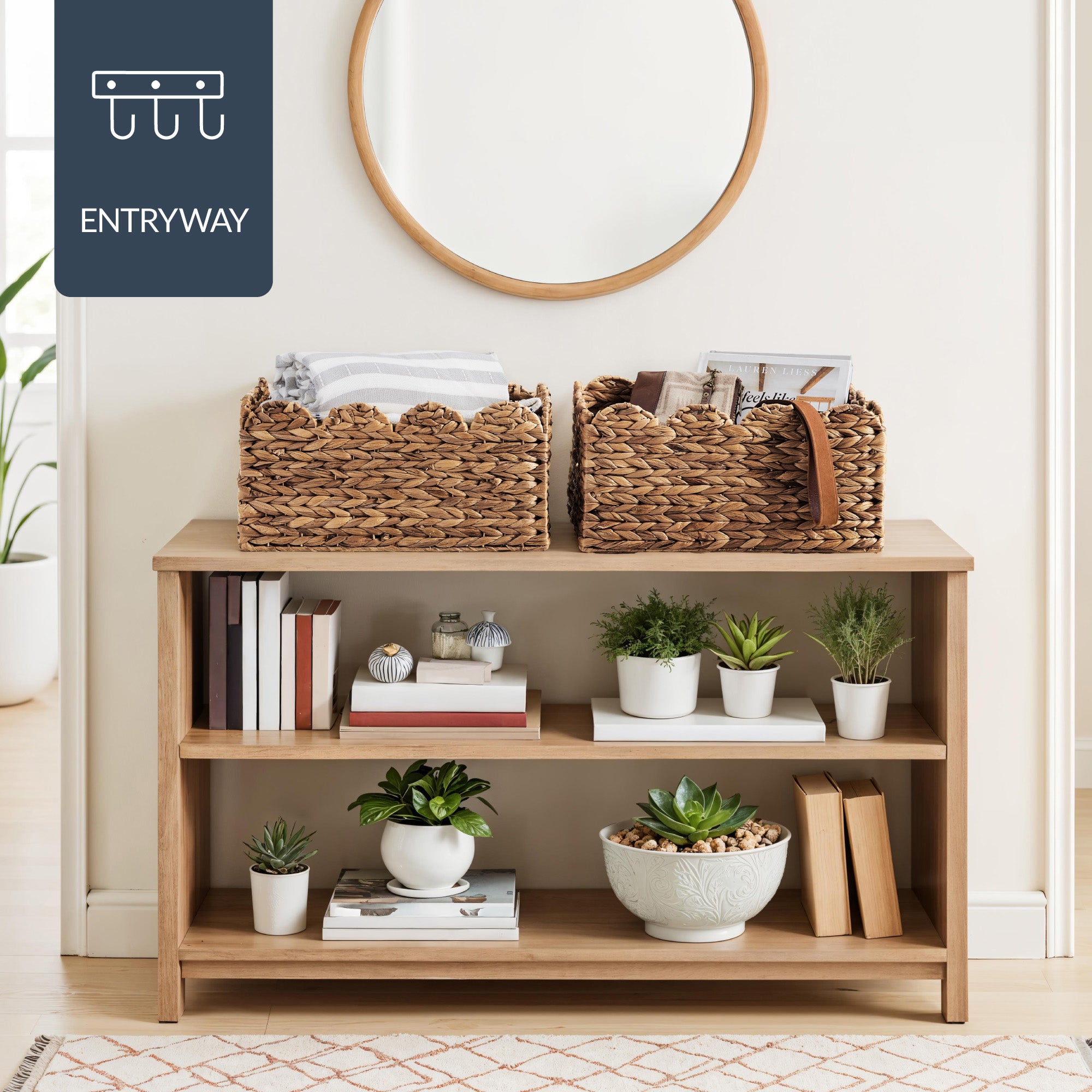 16x12 Scalloped Shelf Basket, Pantry Bins, 2 Pack