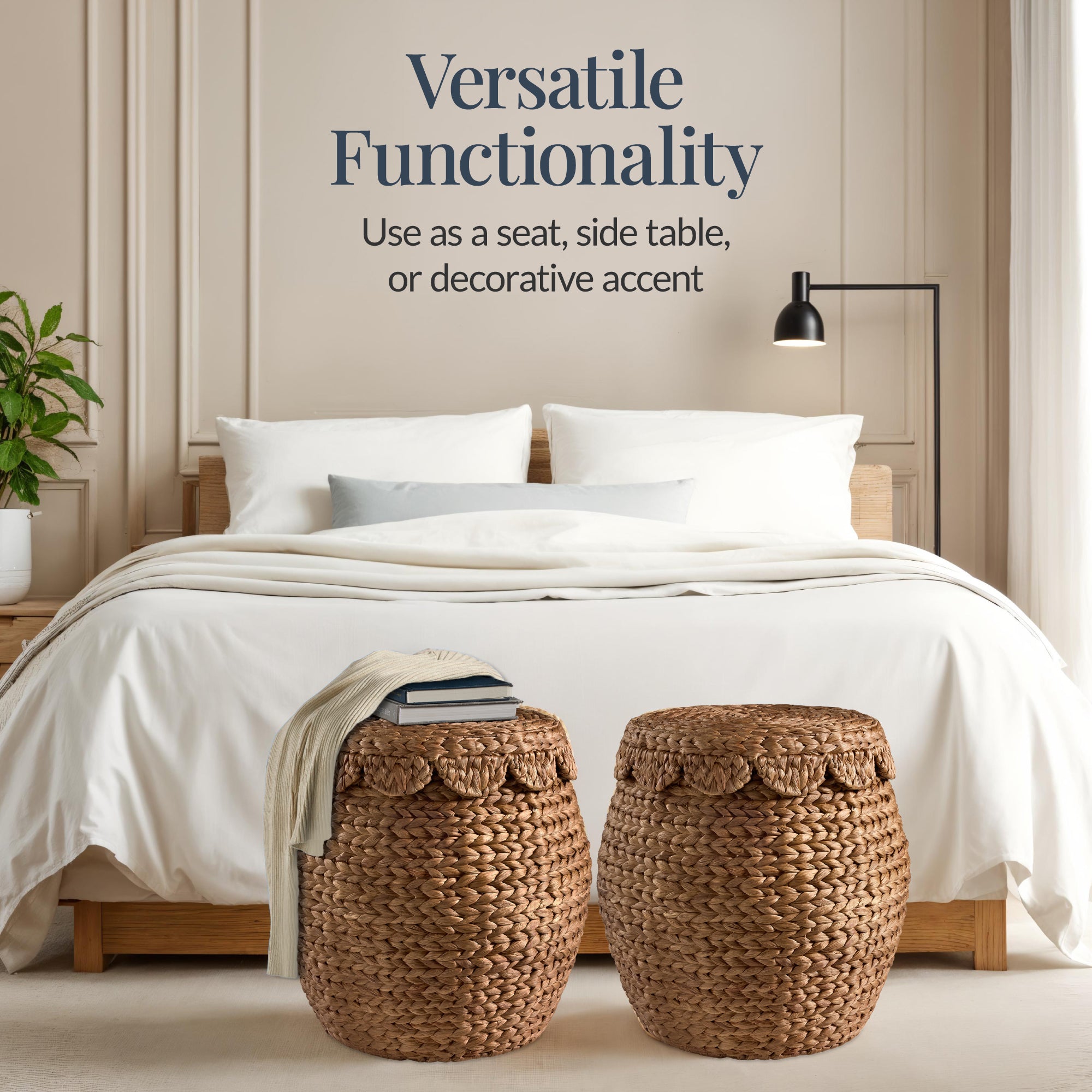 Scalloped Hyacinth Storage Tote Basket