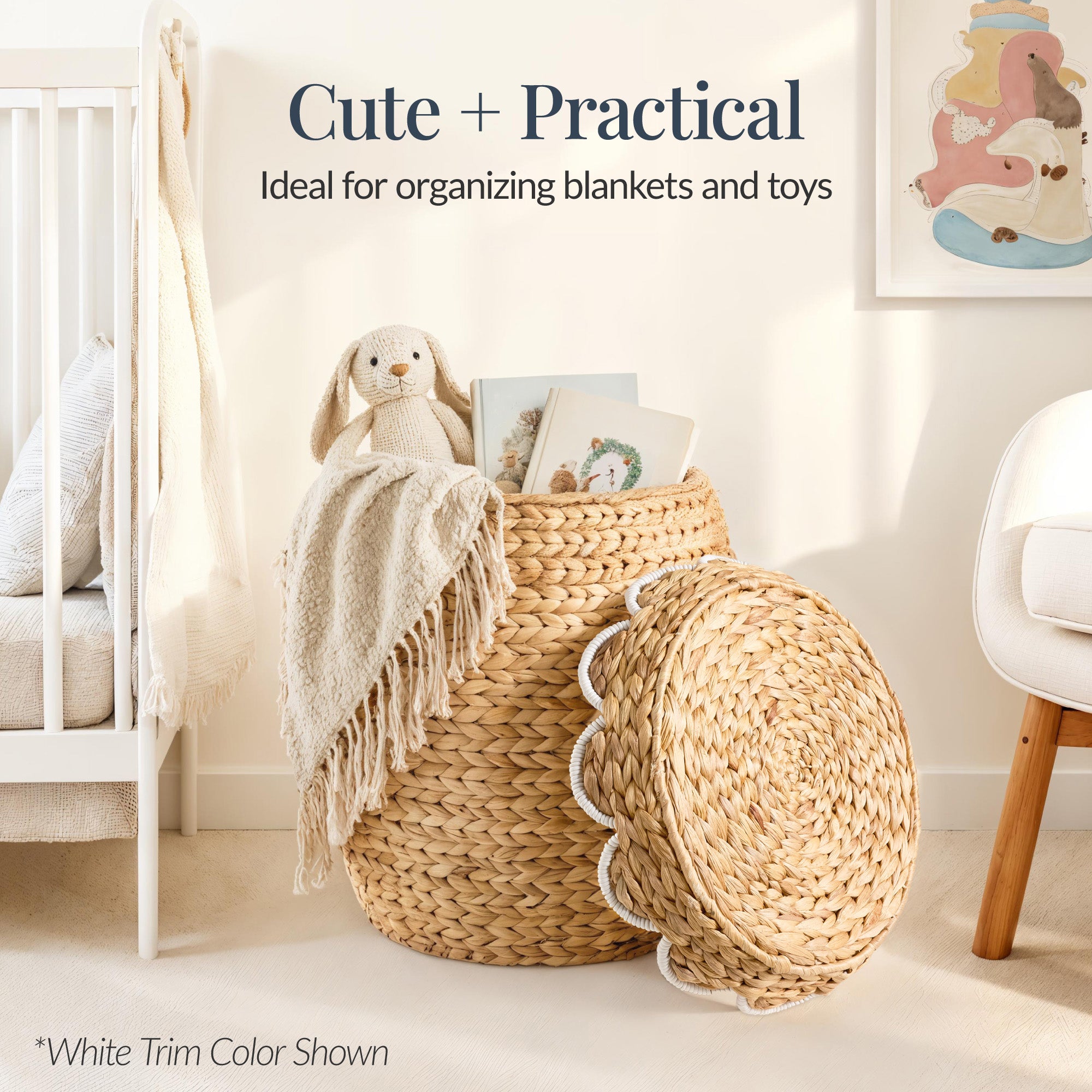 Scalloped Hyacinth Storage Tote Basket
