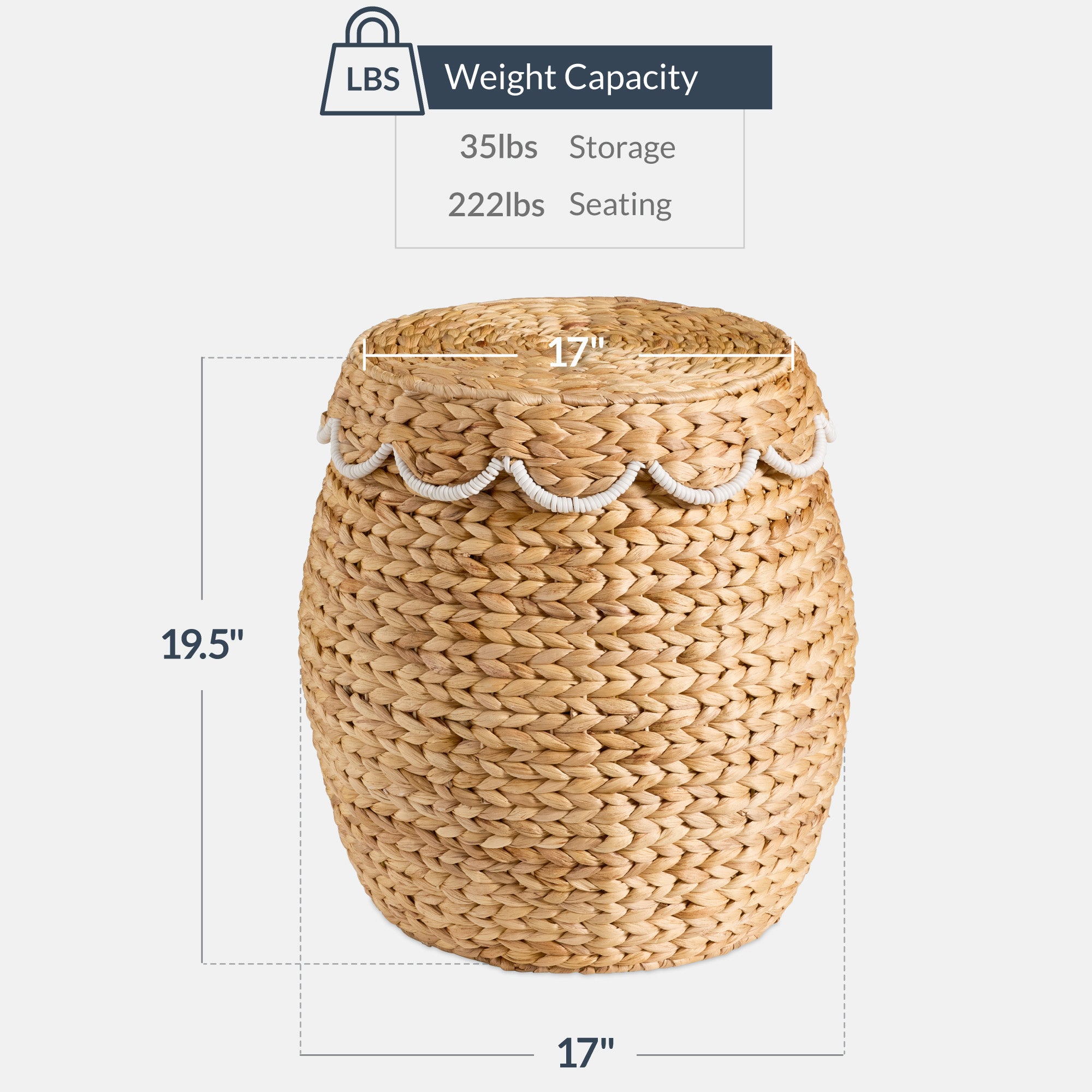 Scalloped Hyacinth Storage Tote Basket - Thumbnail 3