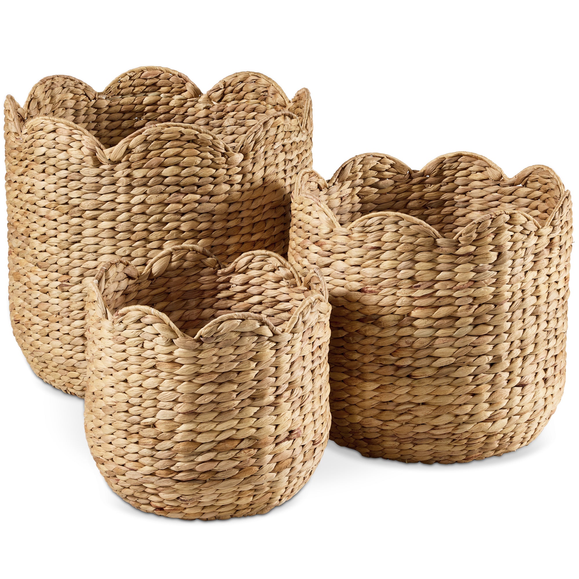 Scalloped 3PC Water Hyacinth Nesting Baskets