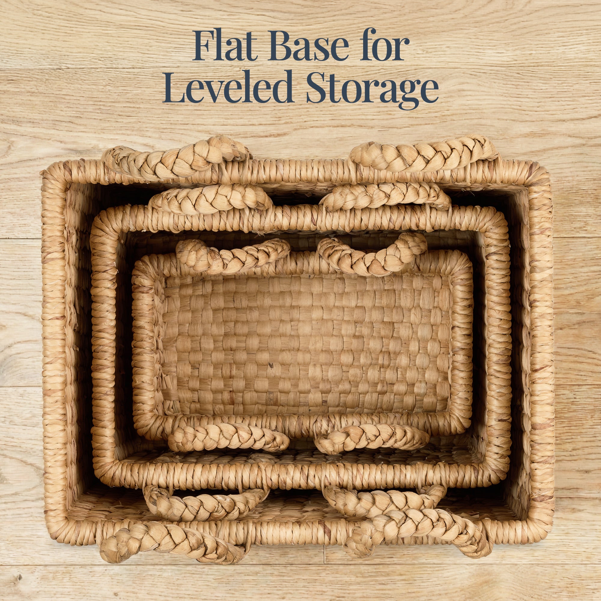 3Pc Shelf Baskets, Small, Large & XL Chunky Woven Baskets w