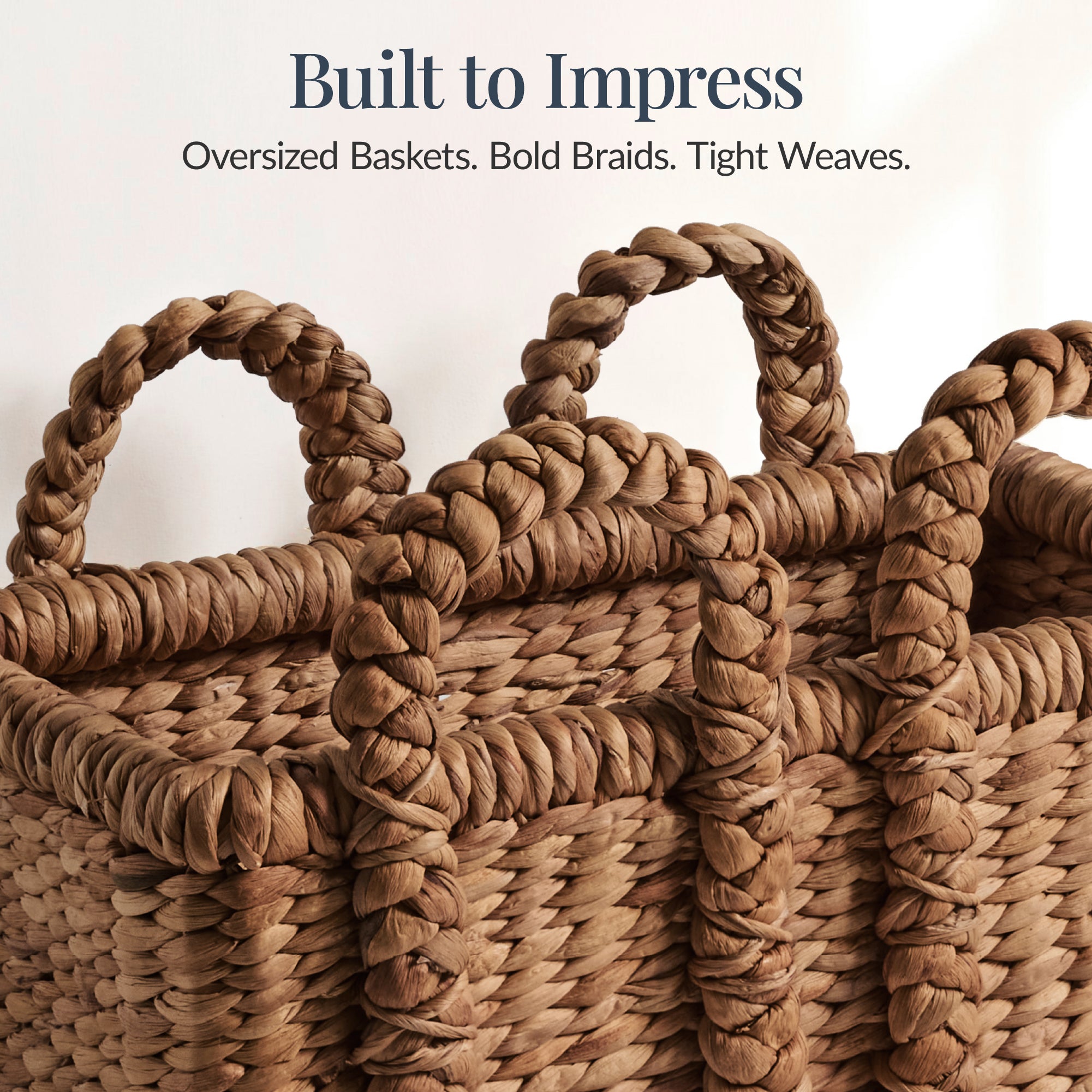3Pc Shelf Baskets, Small, Large & XL Chunky Woven Baskets w