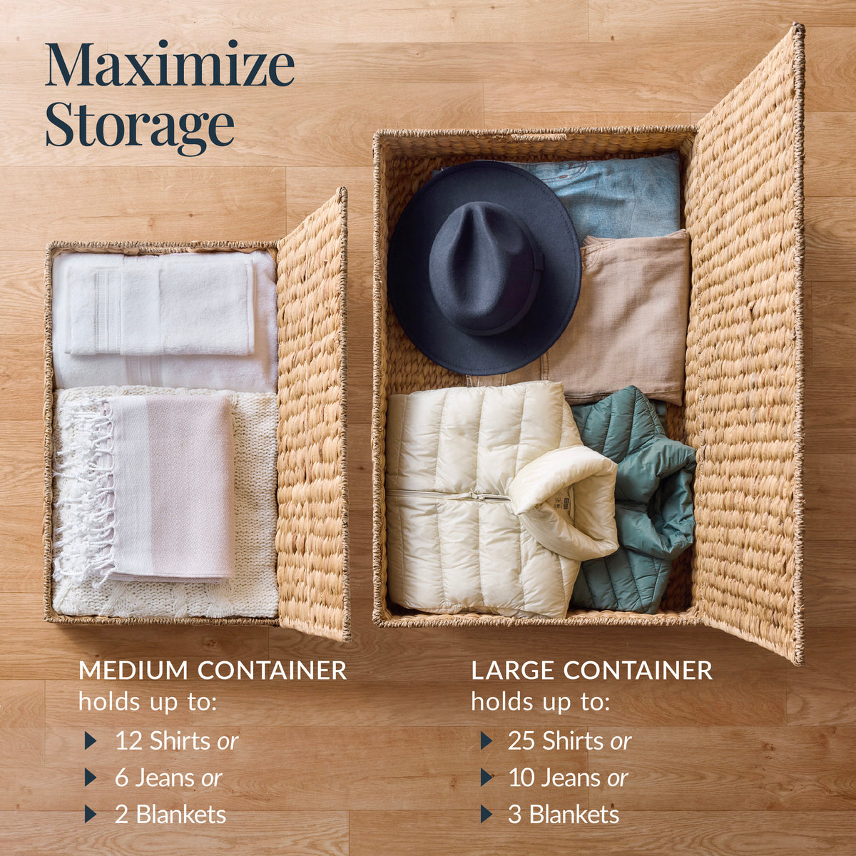 Nesting Storage 2 PC Water Hyacinth Nesting Underbed Storage Baskets – Best Choice Products