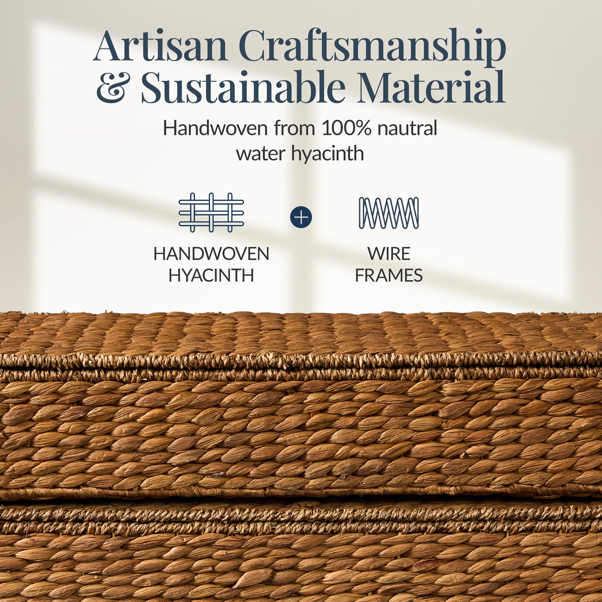 2 PC Water Hyacinth Nesting Underbed Storage Baskets