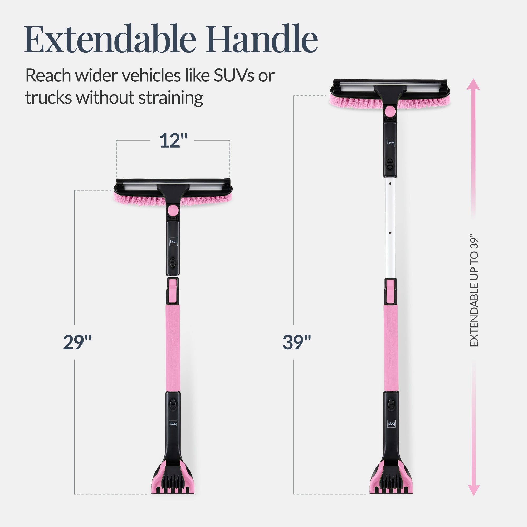 39" Extendable Snow Brush with Squeegee and Ice Scraper
