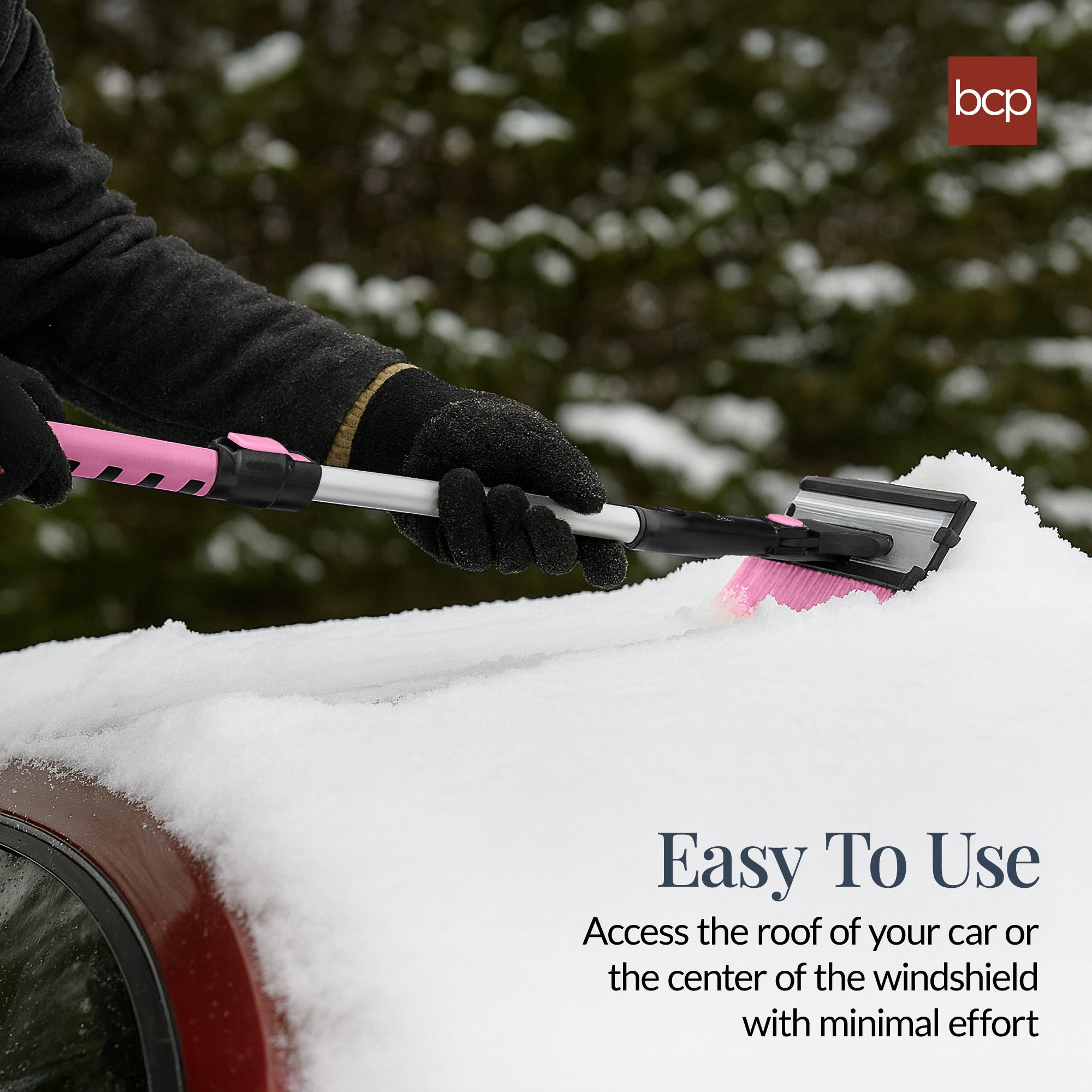 39" Extendable Snow Brush with Squeegee and Ice Scraper