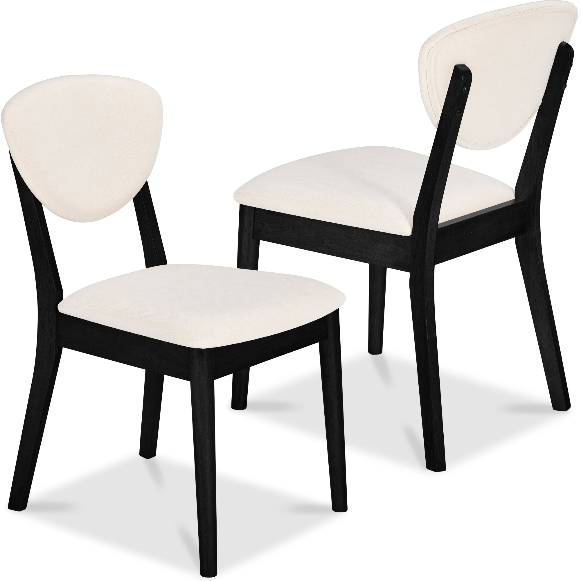 2-Piece Mid-Century Modern Wood &Upholstered Dining Chair Set