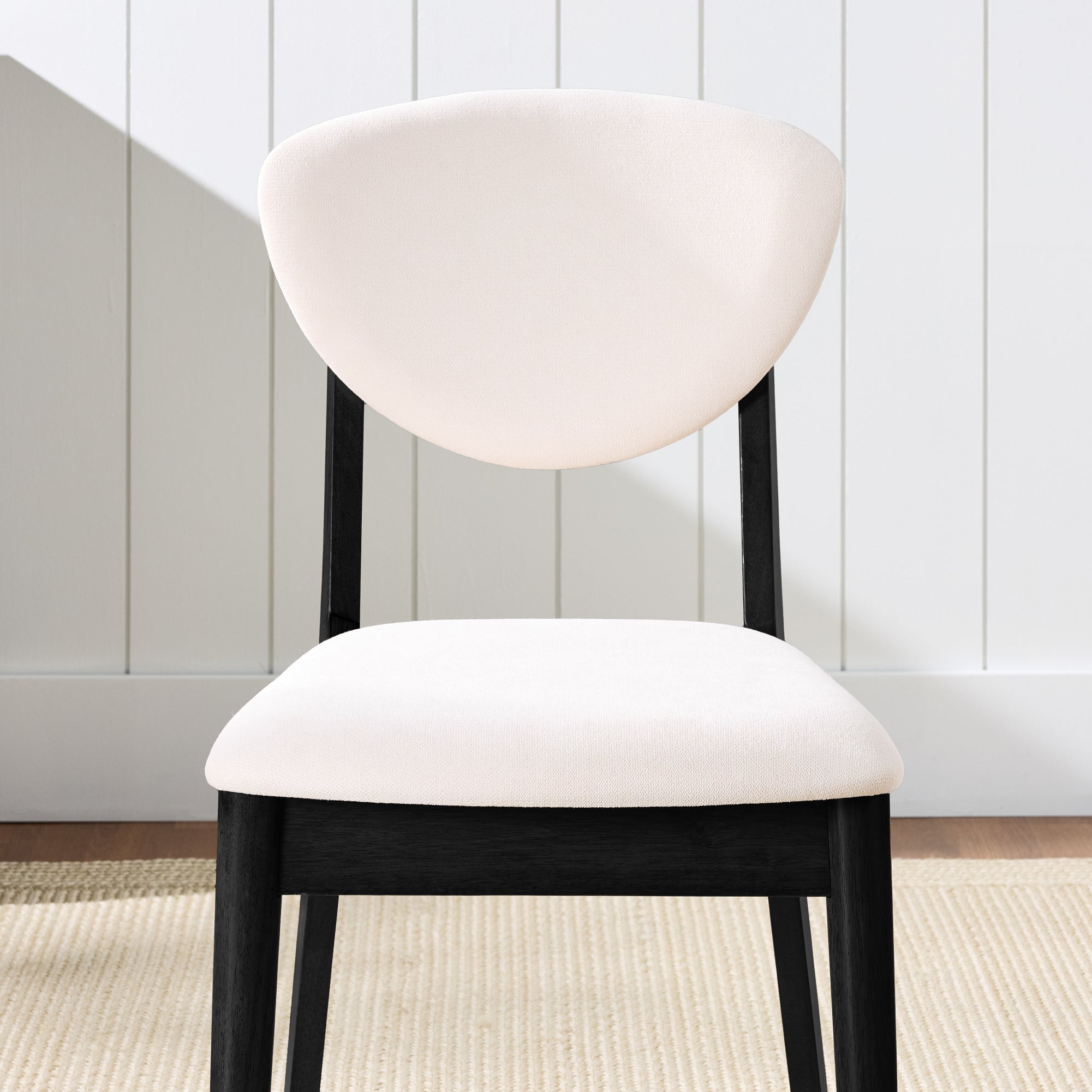2-Piece Mid-Century Modern Wood &Upholstered Dining Chair Set