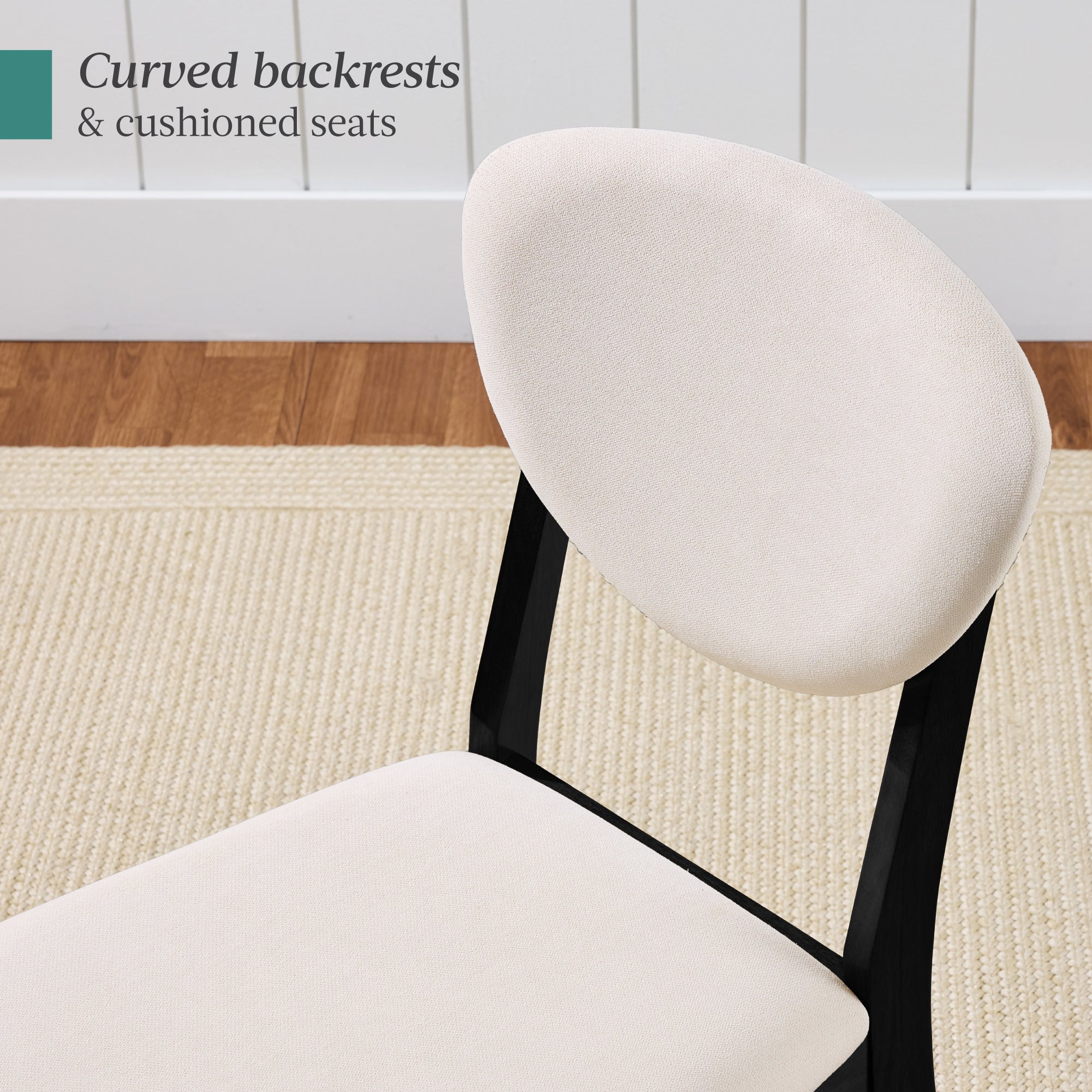 2-Piece Mid-Century Modern Wood &Upholstered Dining Chair Set
