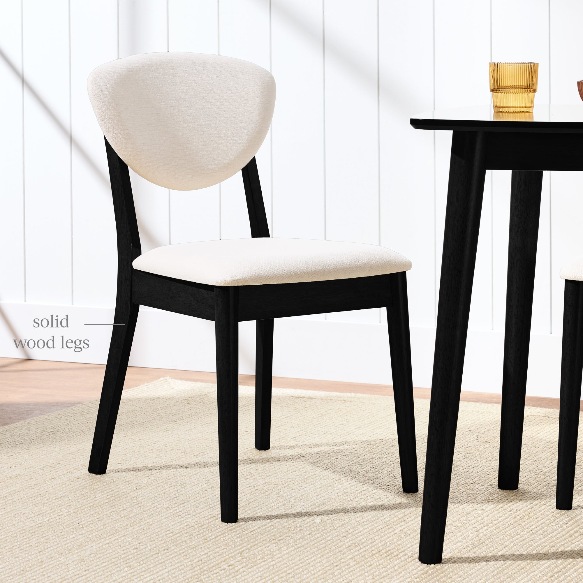 2-Piece Mid-Century Modern Wood &Upholstered Dining Chair Set