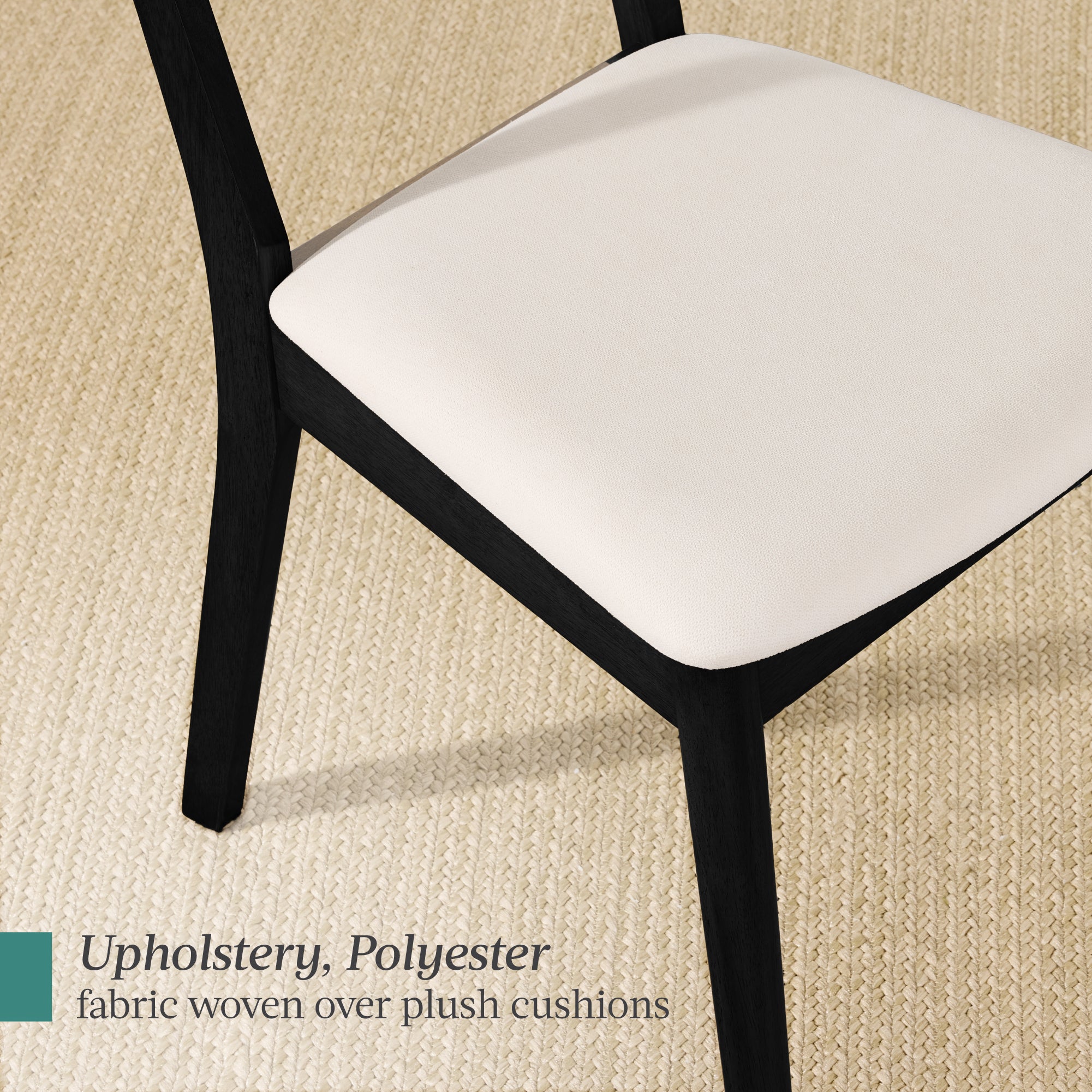 2-Piece Mid-Century Modern Wood &Upholstered Dining Chair Set