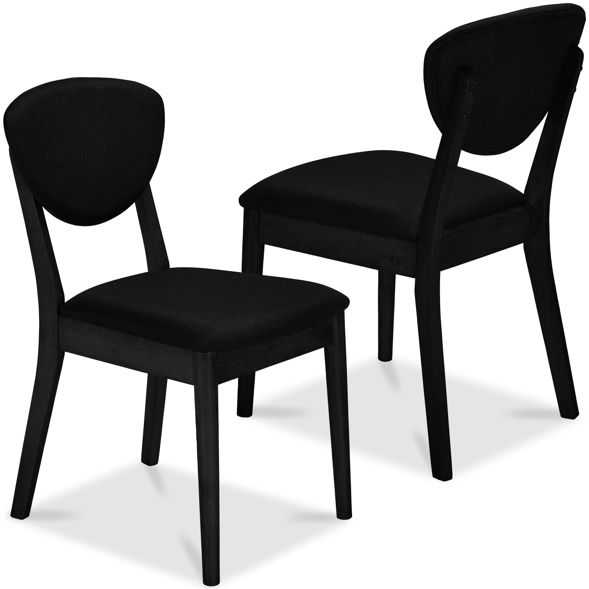 2-Piece Mid-Century Modern Wood &Upholstered Dining Chair Set