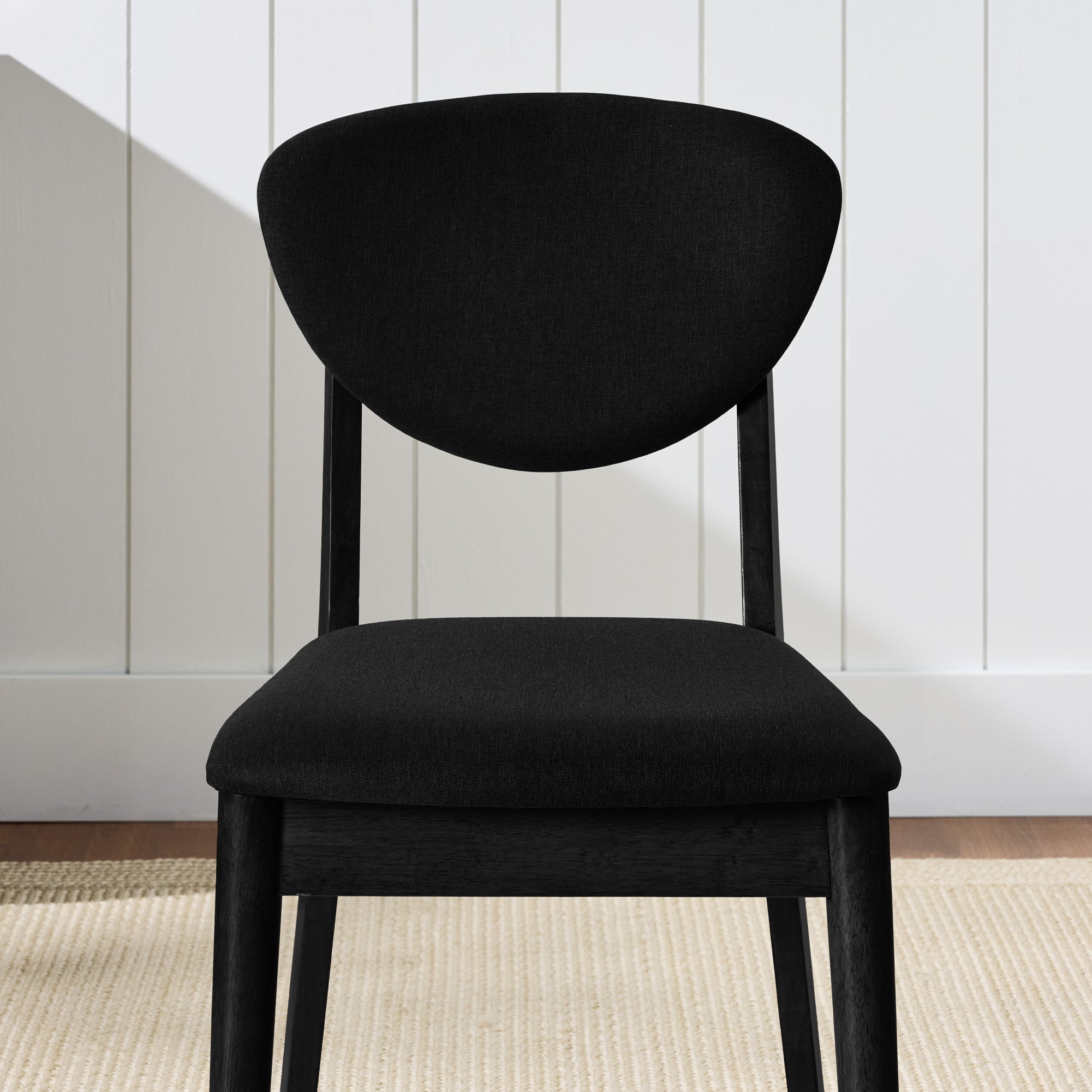 2-Piece Mid-Century Modern Wood &Upholstered Dining Chair Set
