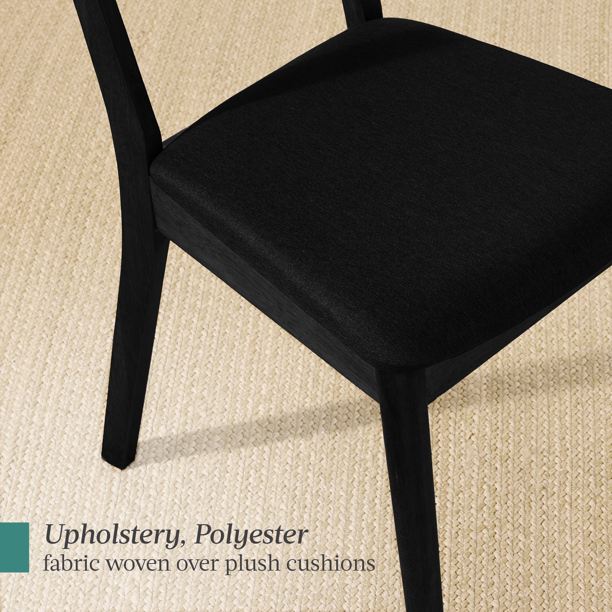2-Piece Mid-Century Modern Wood &Upholstered Dining Chair Set