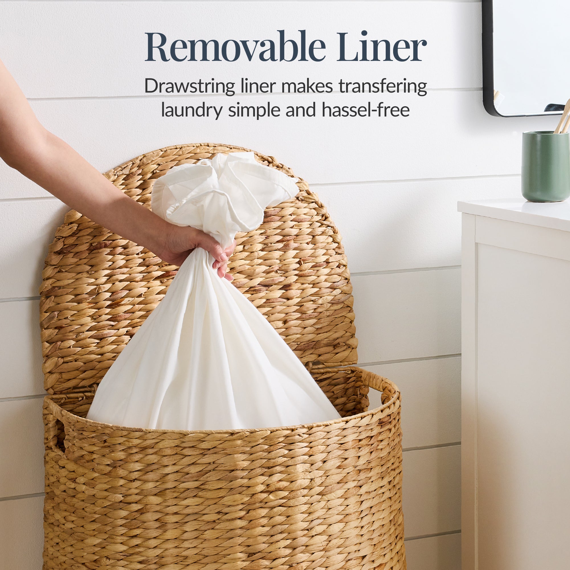 Half Moon Round Laundry Hamper w/ Lid