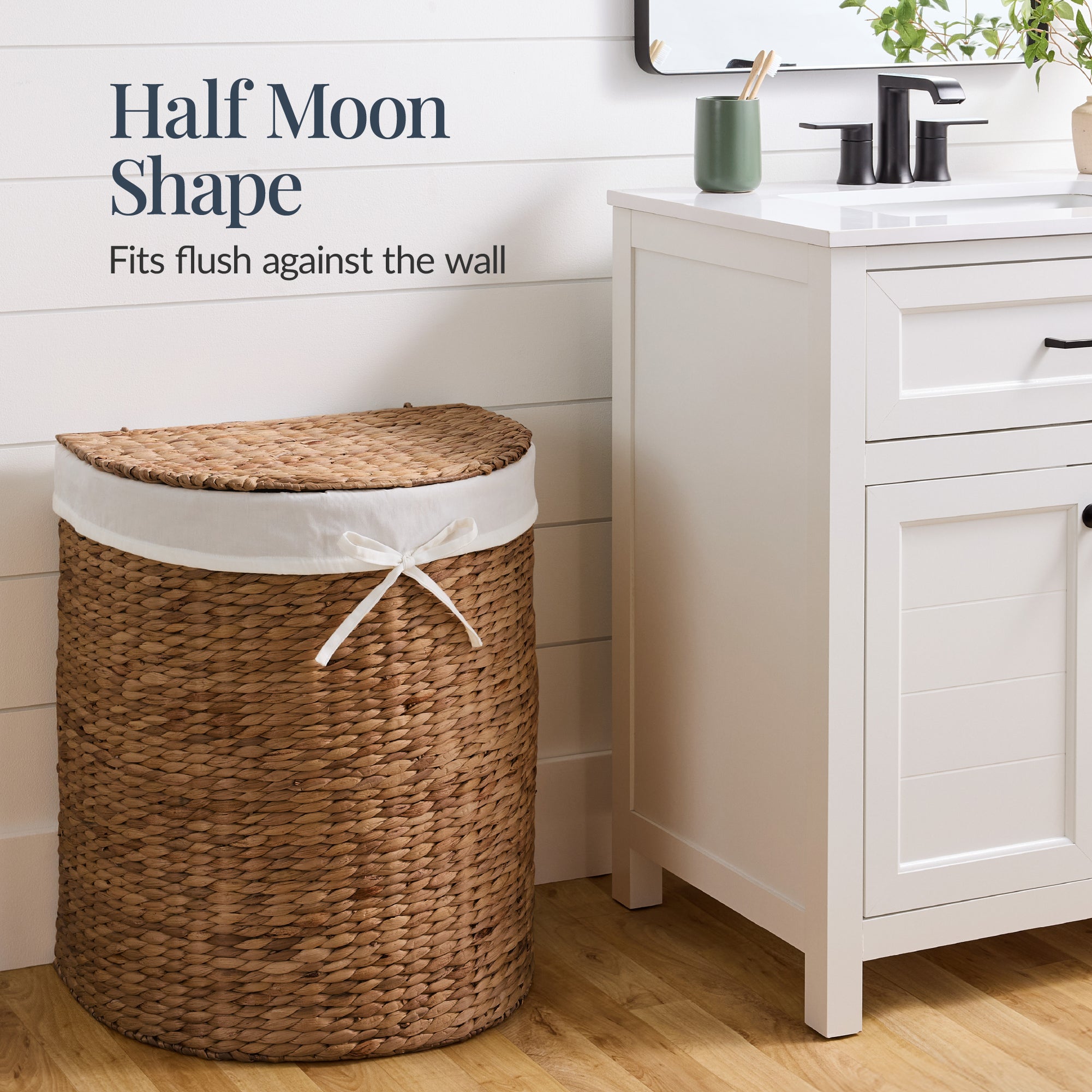 Half Moon Round Laundry Hamper w/ Lid