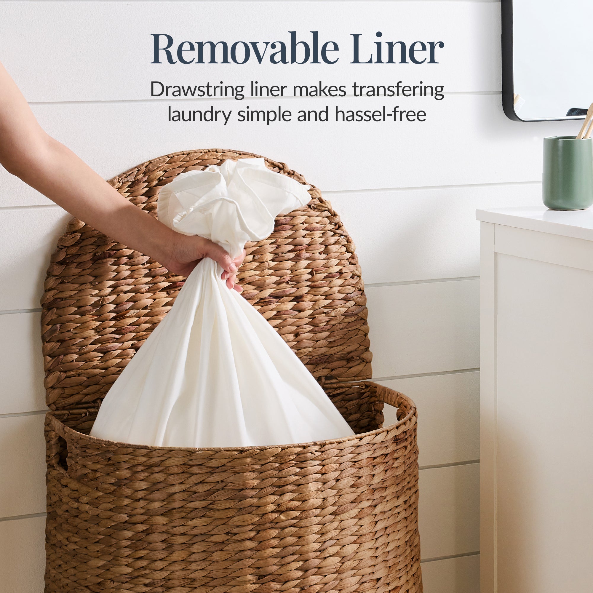 Half Moon Round Laundry Hamper w/ Lid