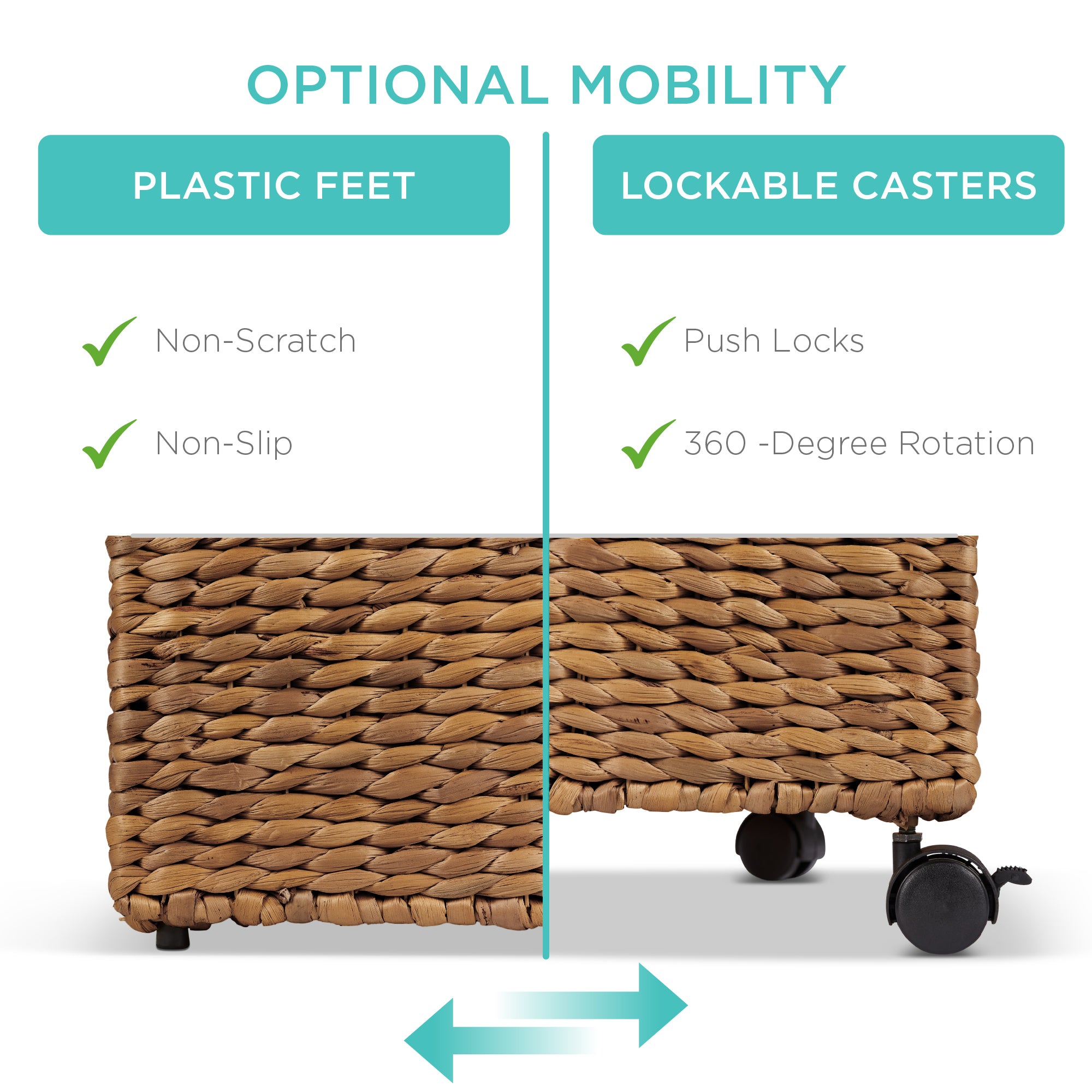 Mobile Water Hyacinth Rolling Filing Cabinet Storage Basket w/ Lid, Wheels