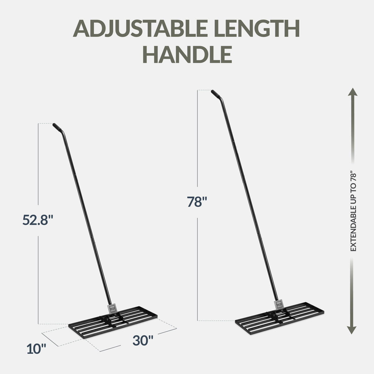 Heavy Duty Lawn Leveling Rake 30x10 with 78 Inch Handle for Yard Leveling - Image 6