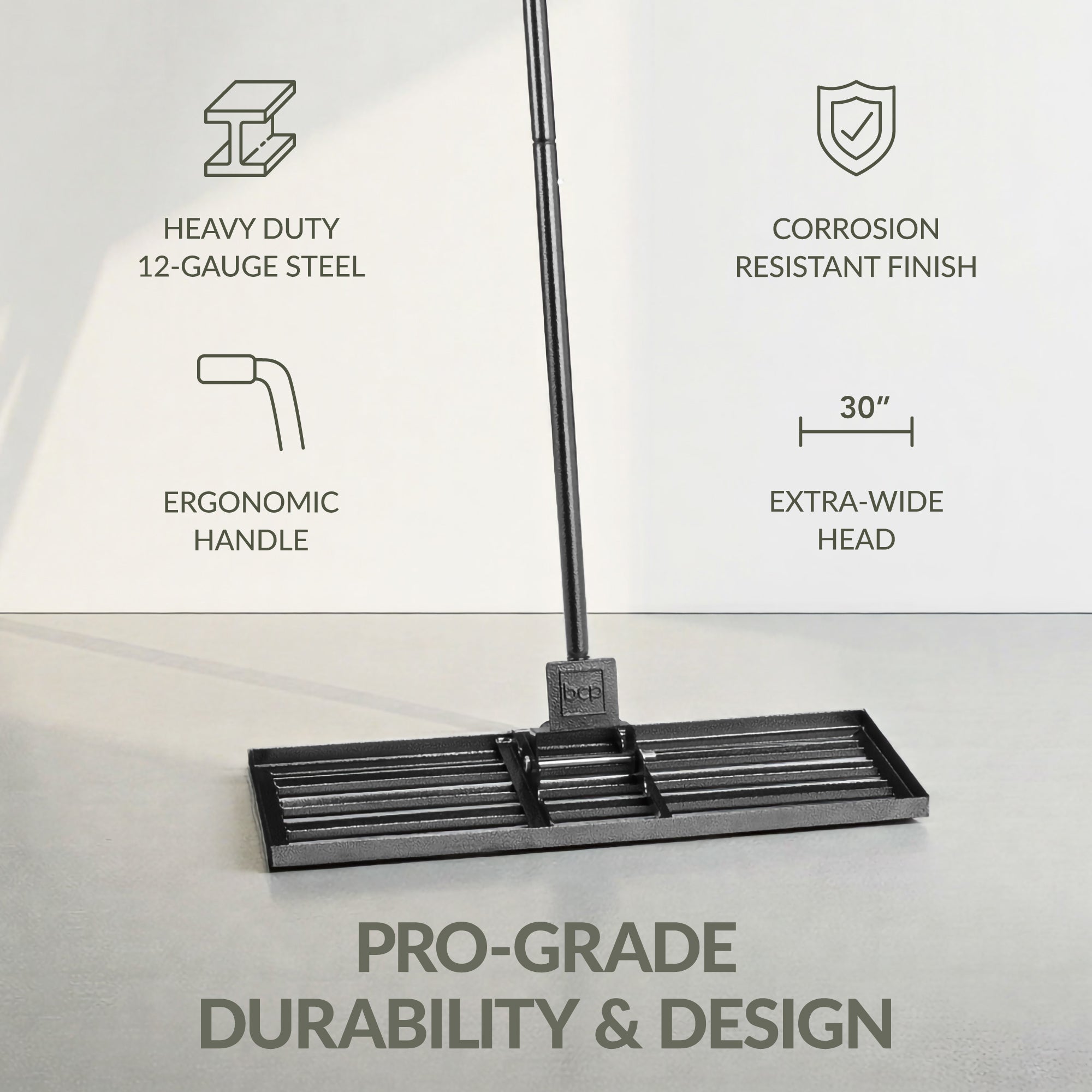 Lawn Leveling Rake, 30" x 10", Extra Long 78" handle