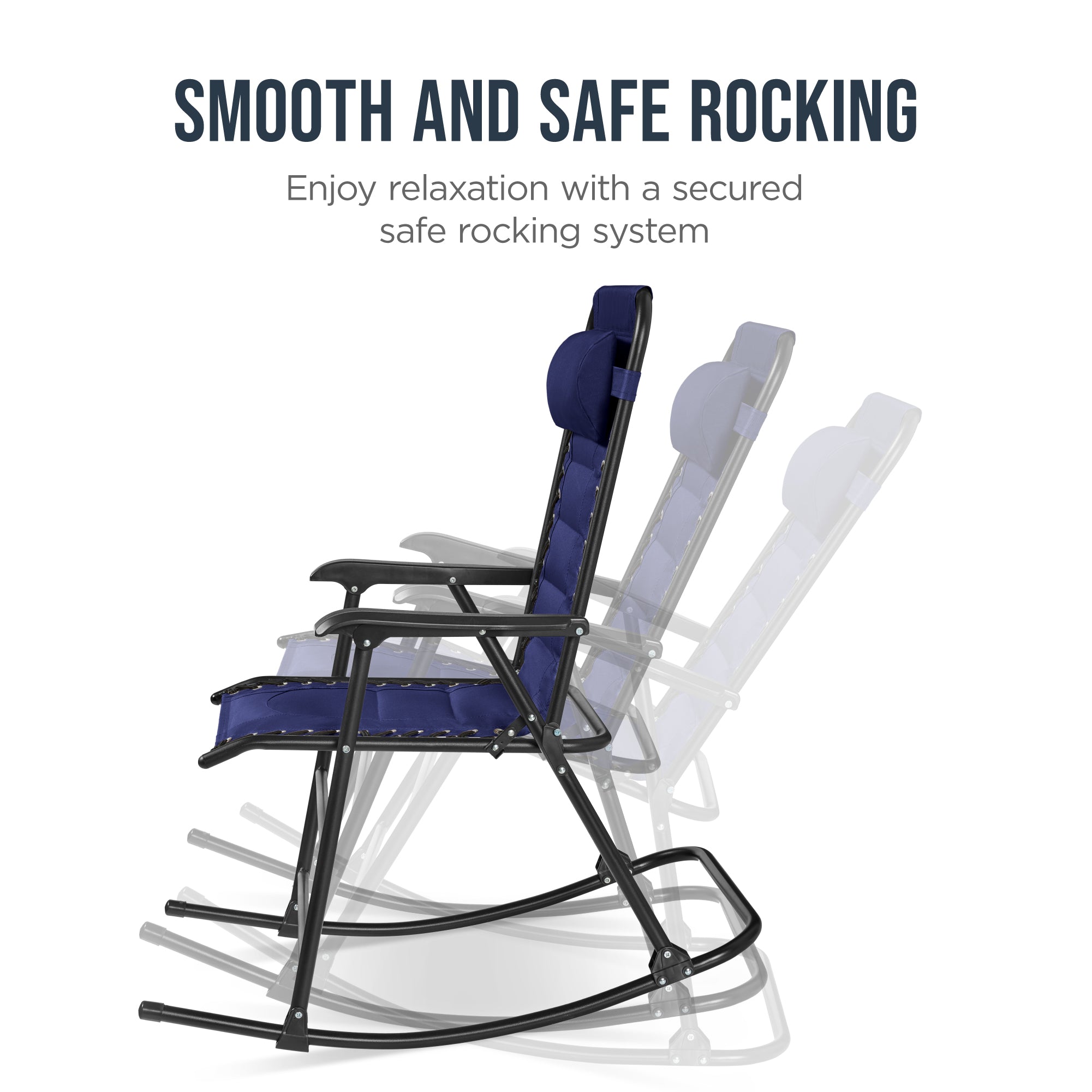 Padded Folding Zero Gravity Rocking Chair with Headrest, Outdoor Camp Chair