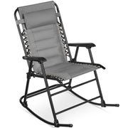 Padded Folding Zero Gravity Rocking Chair with Headrest, Outdoor Camp Chair