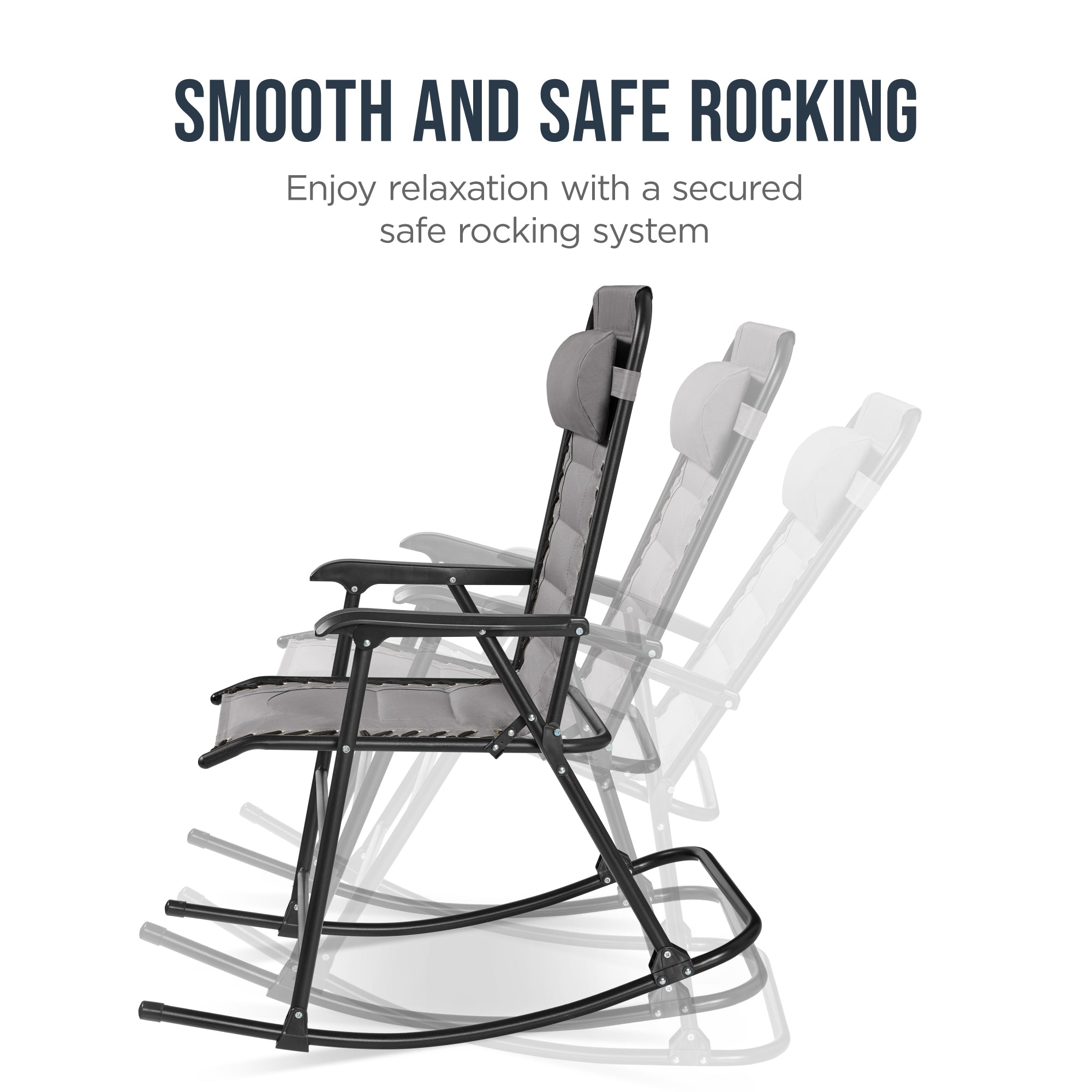 Padded Folding Zero Gravity Rocking Chair with Headrest, Outdoor Camp Chair