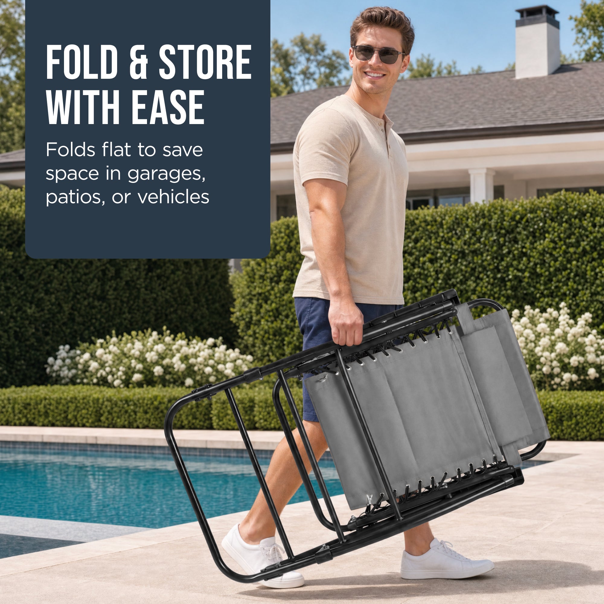 Padded Folding Zero Gravity Rocking Chair with Headrest, Outdoor Camp Chair