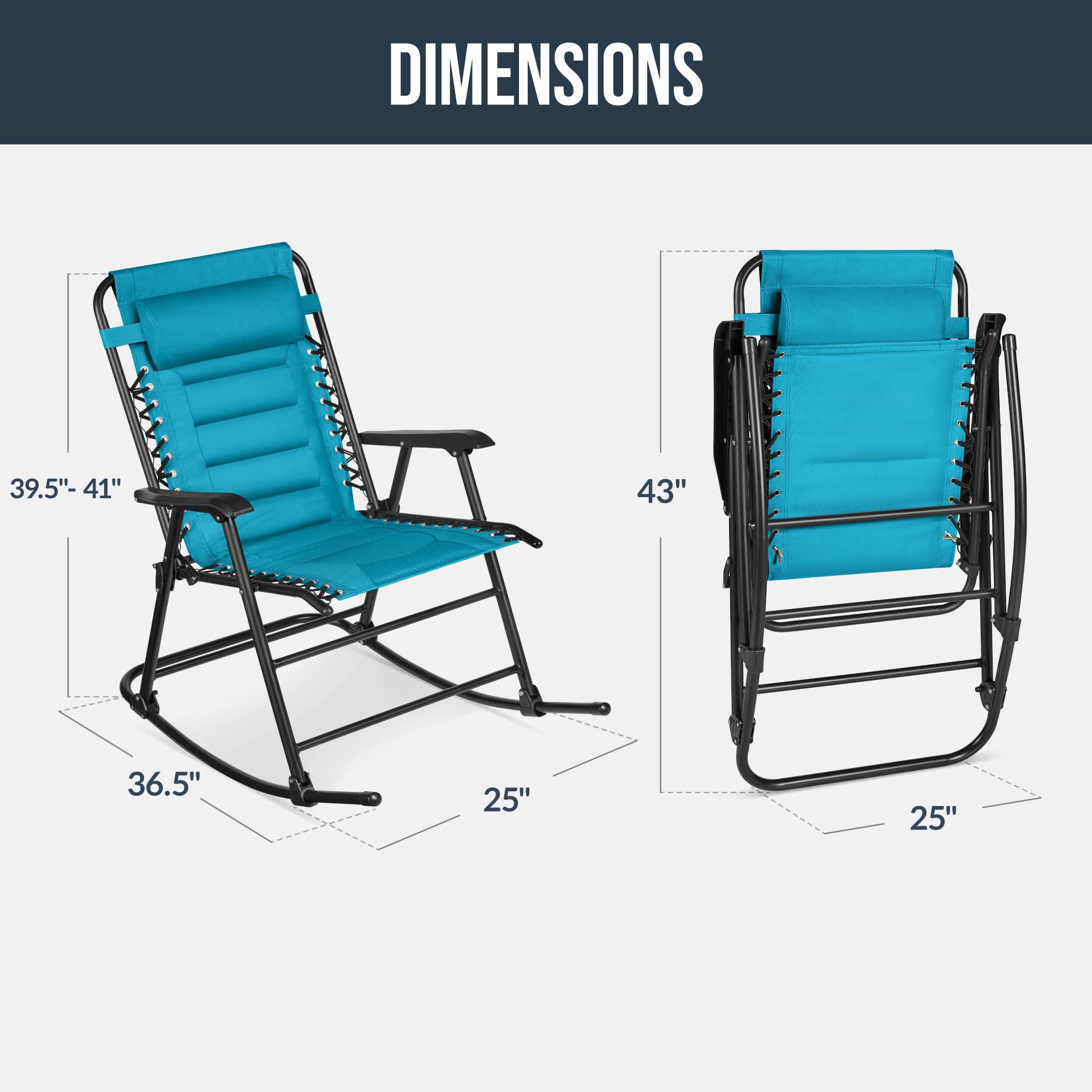 Padded Folding Zero Gravity Rocking Chair with Headrest, Outdoor Camp Chair
