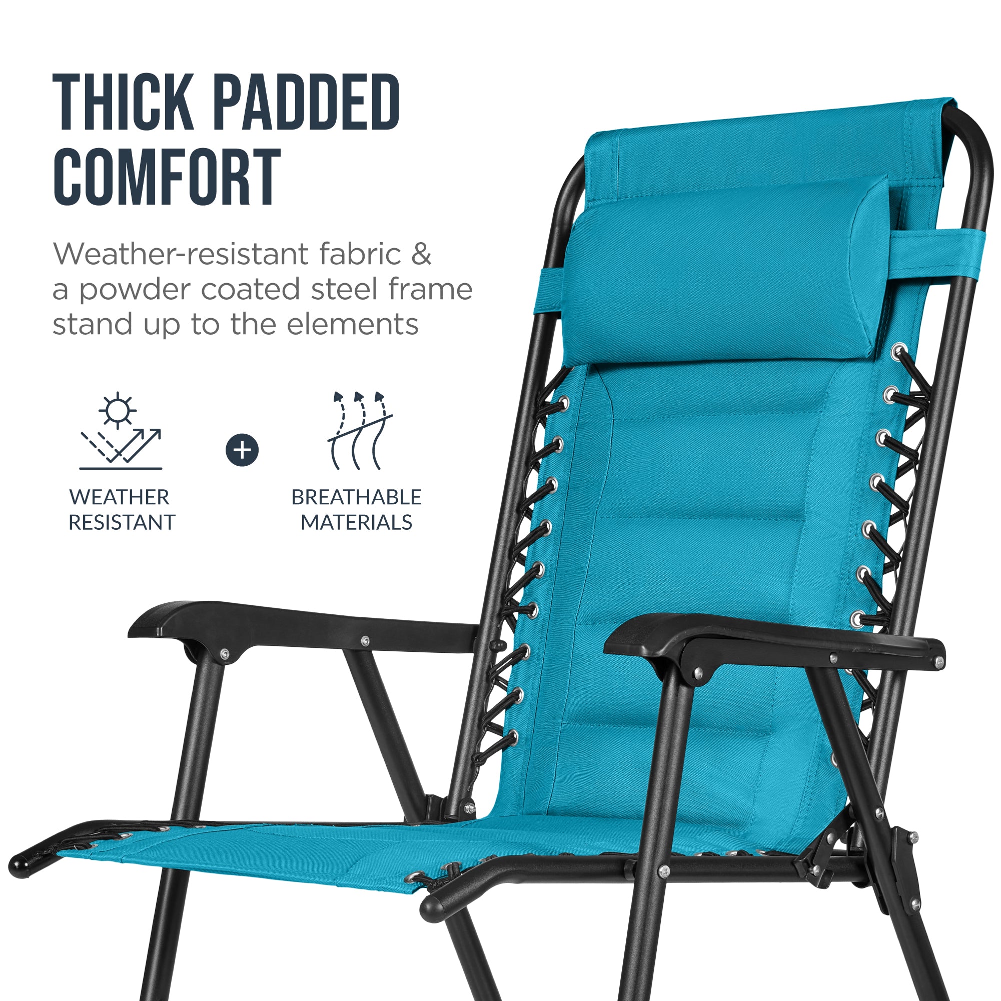 Padded Folding Zero Gravity Rocking Chair with Headrest, Outdoor Camp Chair