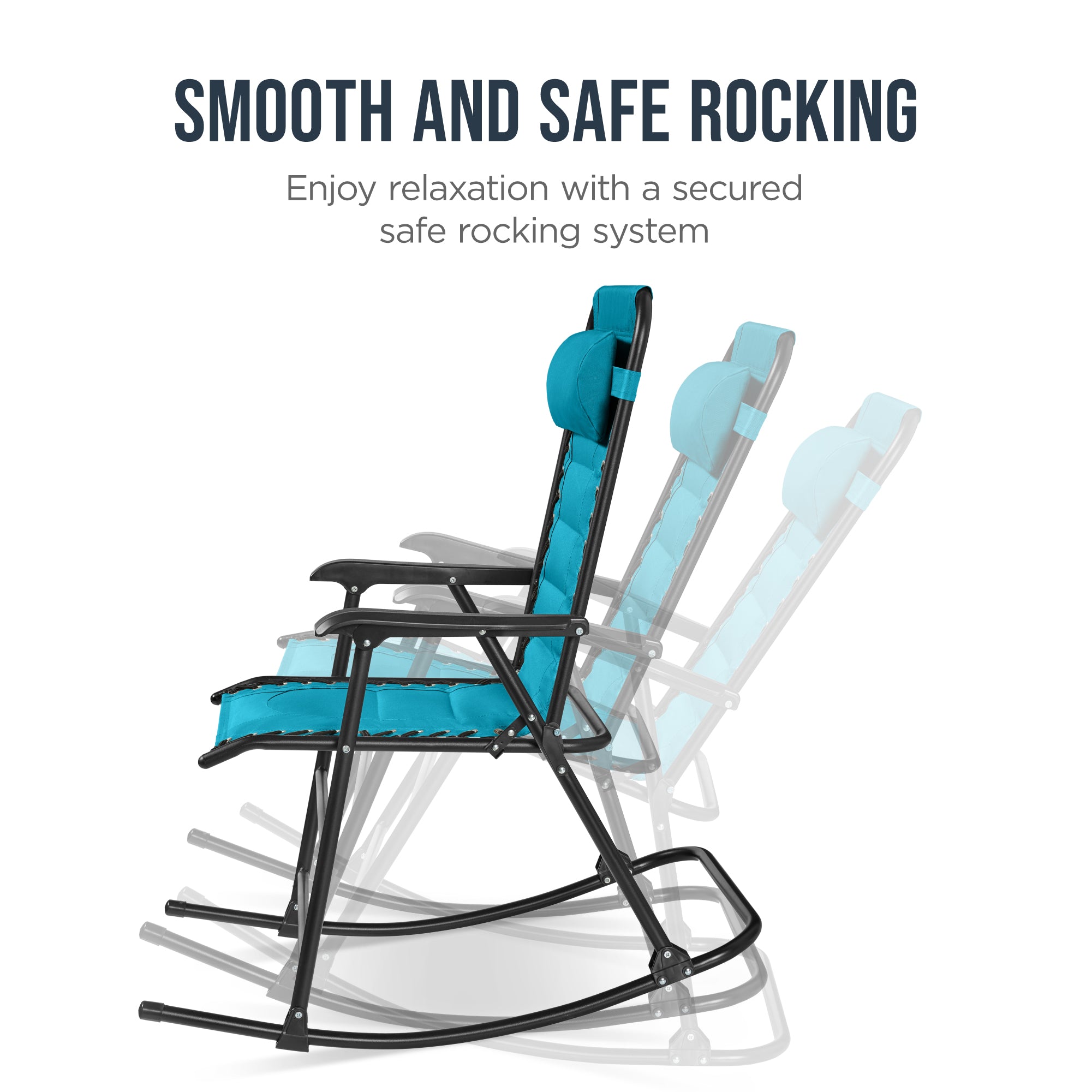 Padded Folding Zero Gravity Rocking Chair with Headrest, Outdoor Camp Chair