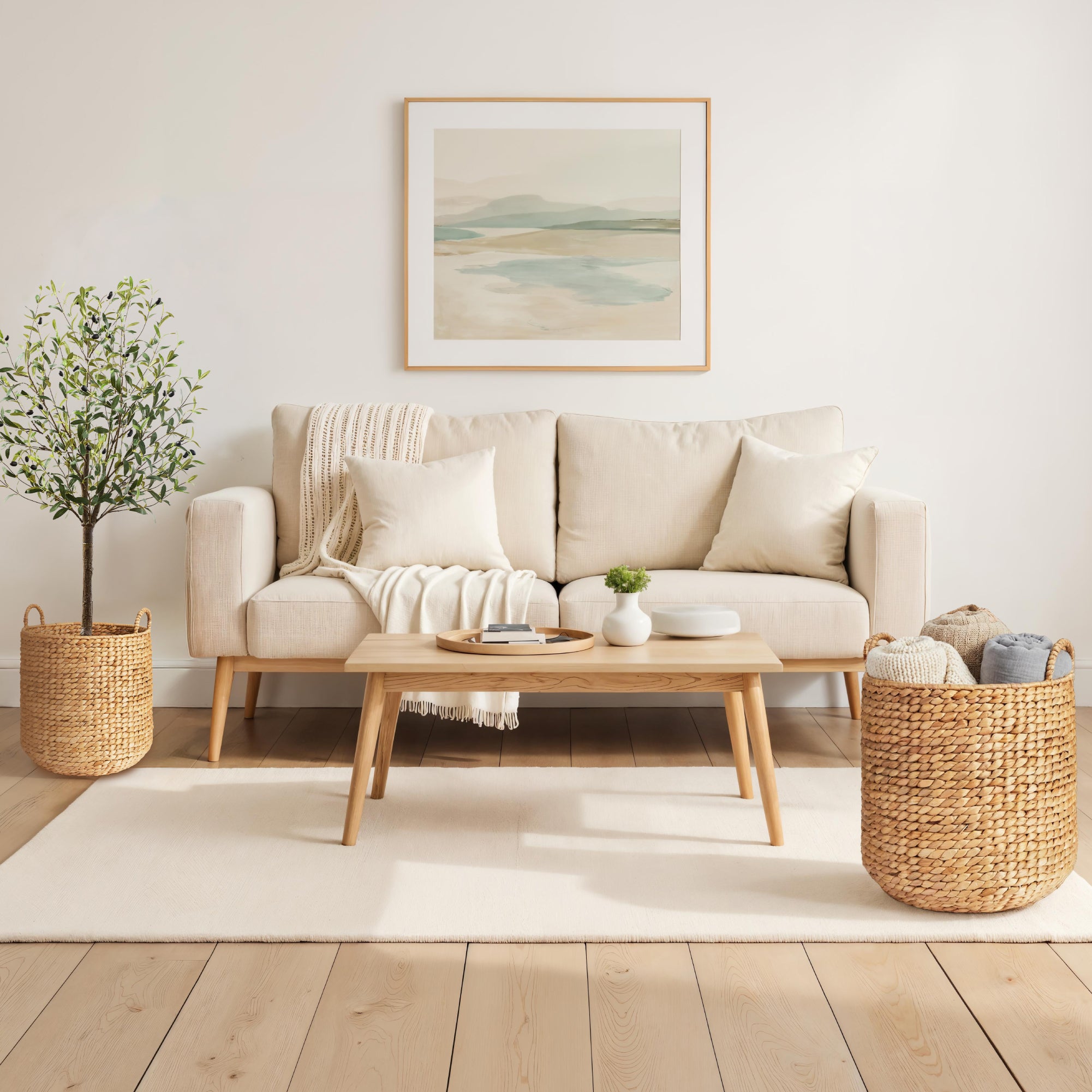 2-Piece Round Nesting Baskets W/Handles, Hyacinth Plant Holder & Storage Bin