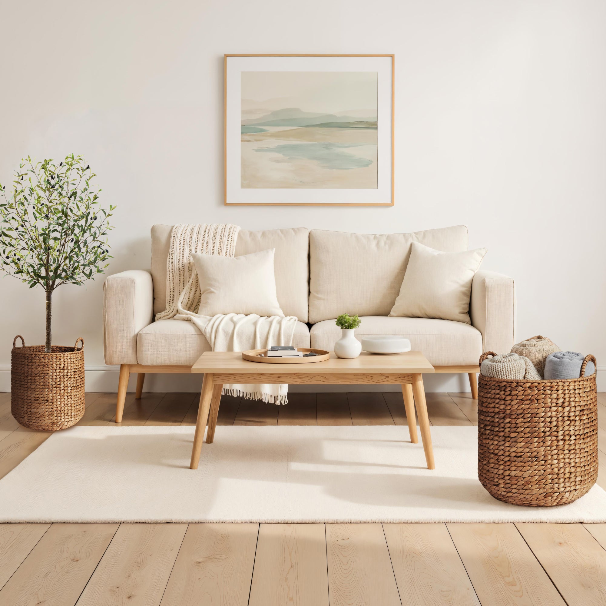 2-Piece Round Nesting Baskets W/Handles, Hyacinth Plant Holder & Storage Bin