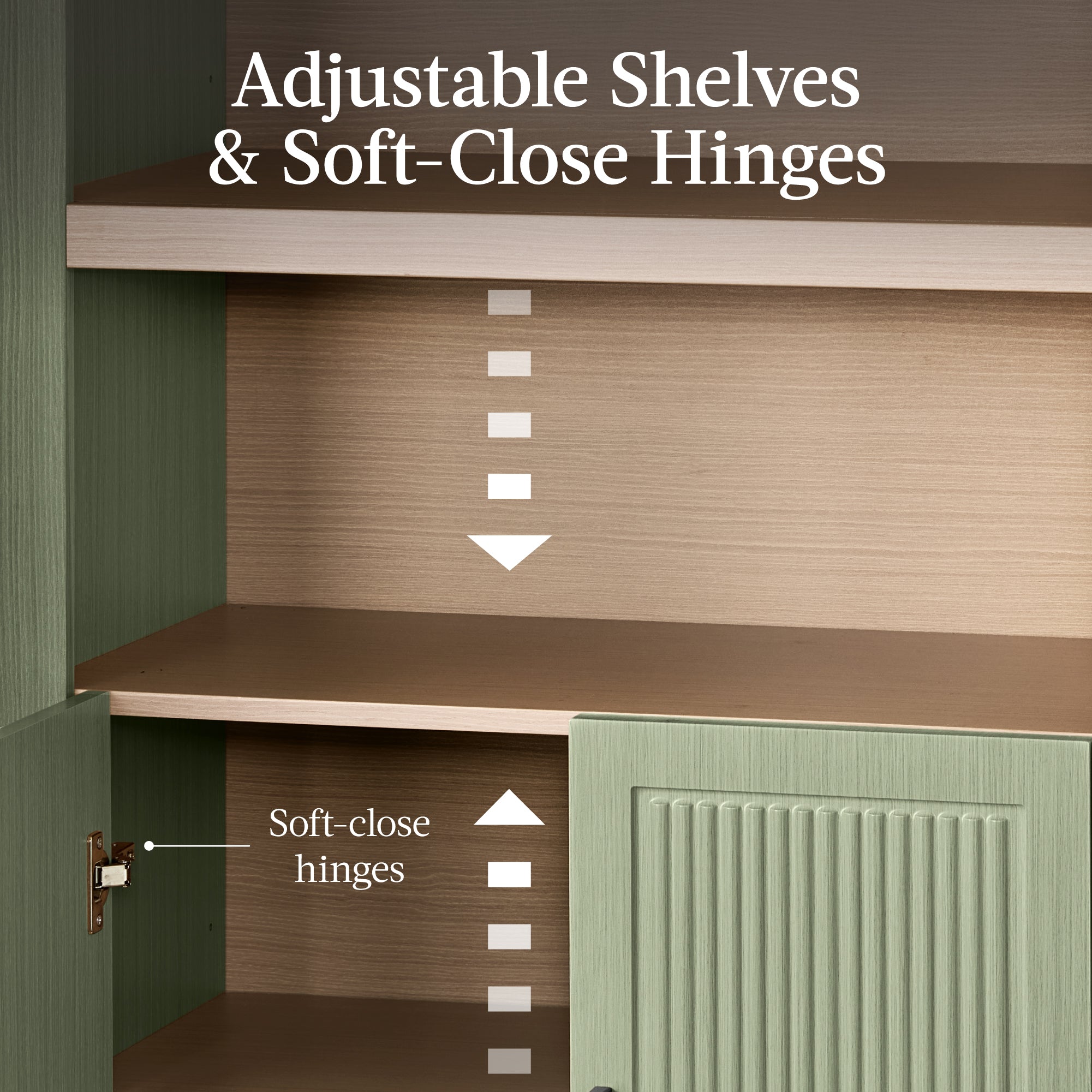 72" Tall Arched Pantry Cabinet w/ Doors, 5-Tier Storage Cabinet w/ Shelves
