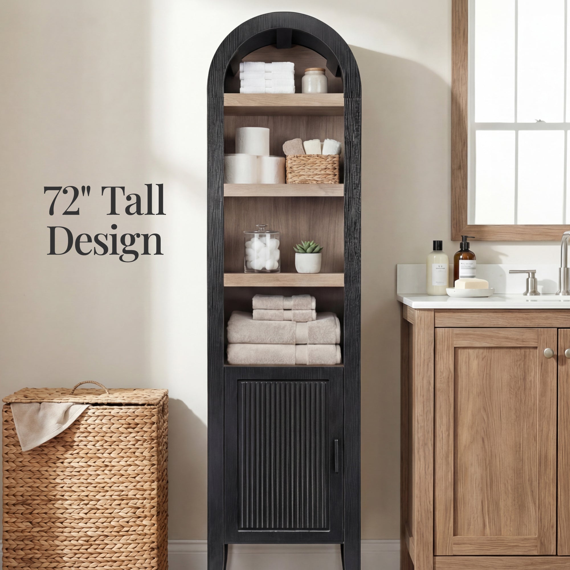 72" Tall Narrow Storage Cabinet w/ Adjustable Shelves