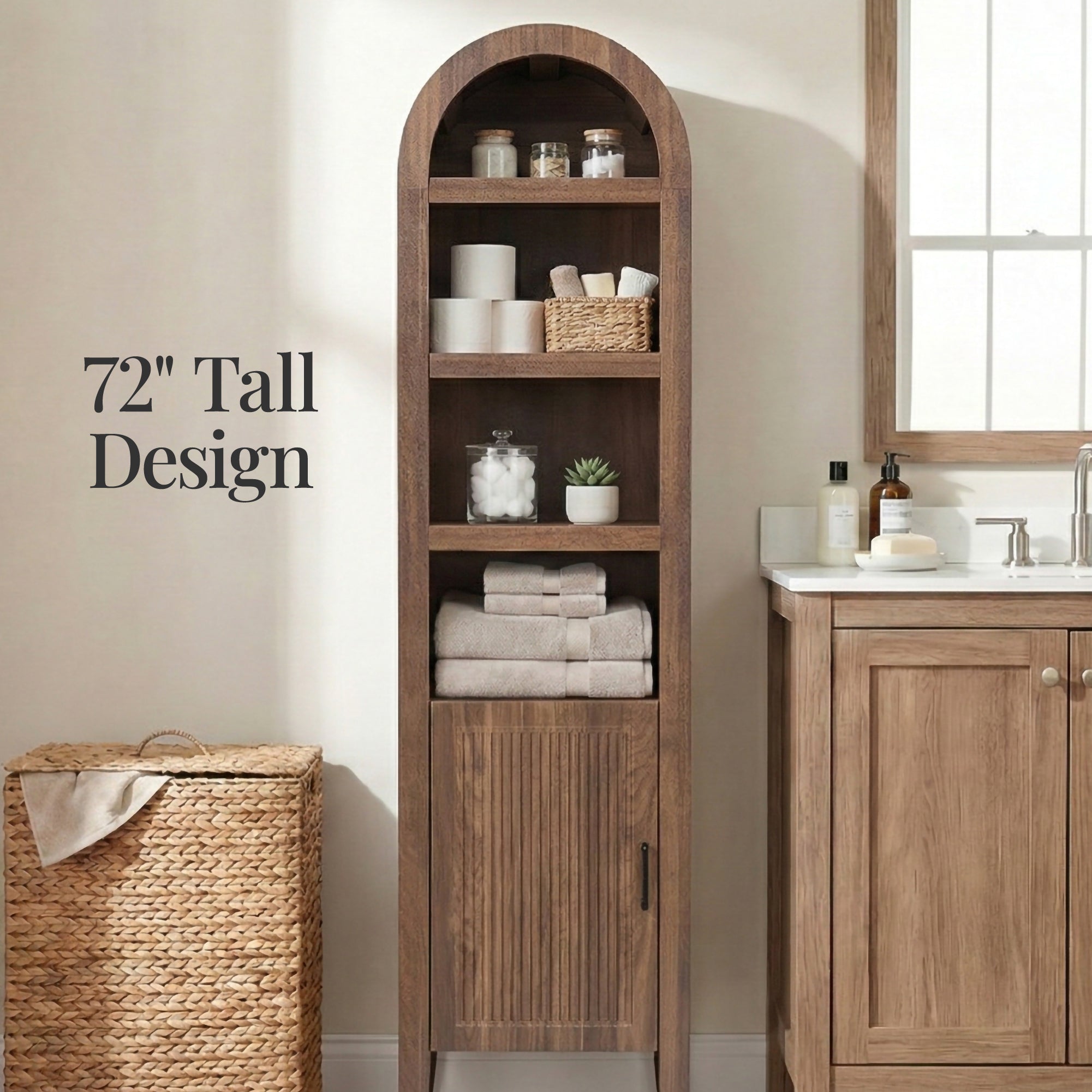 72" Tall Narrow Storage Cabinet w/ Adjustable Shelves