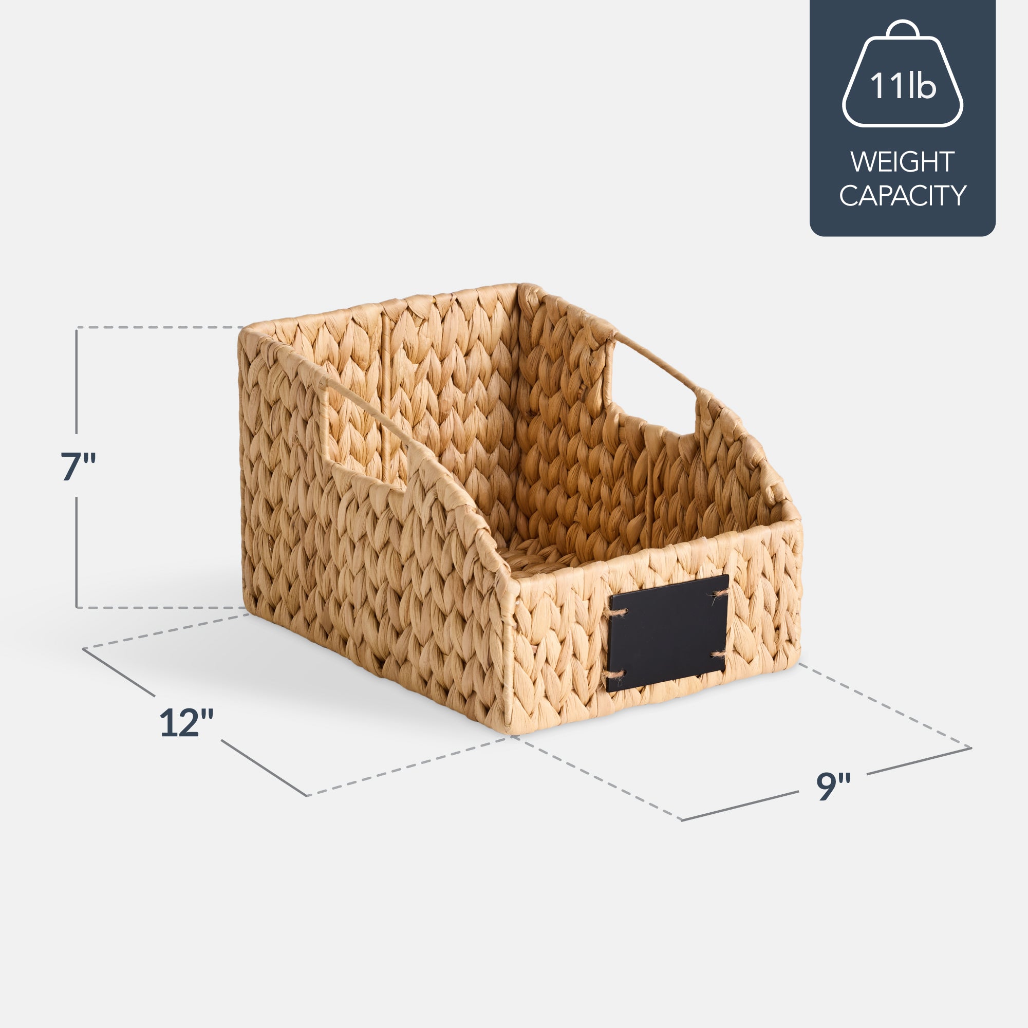 Hyacinth Angled Pantry Storage Baskets W/ Handles & Chalkboard (Pack of 2)