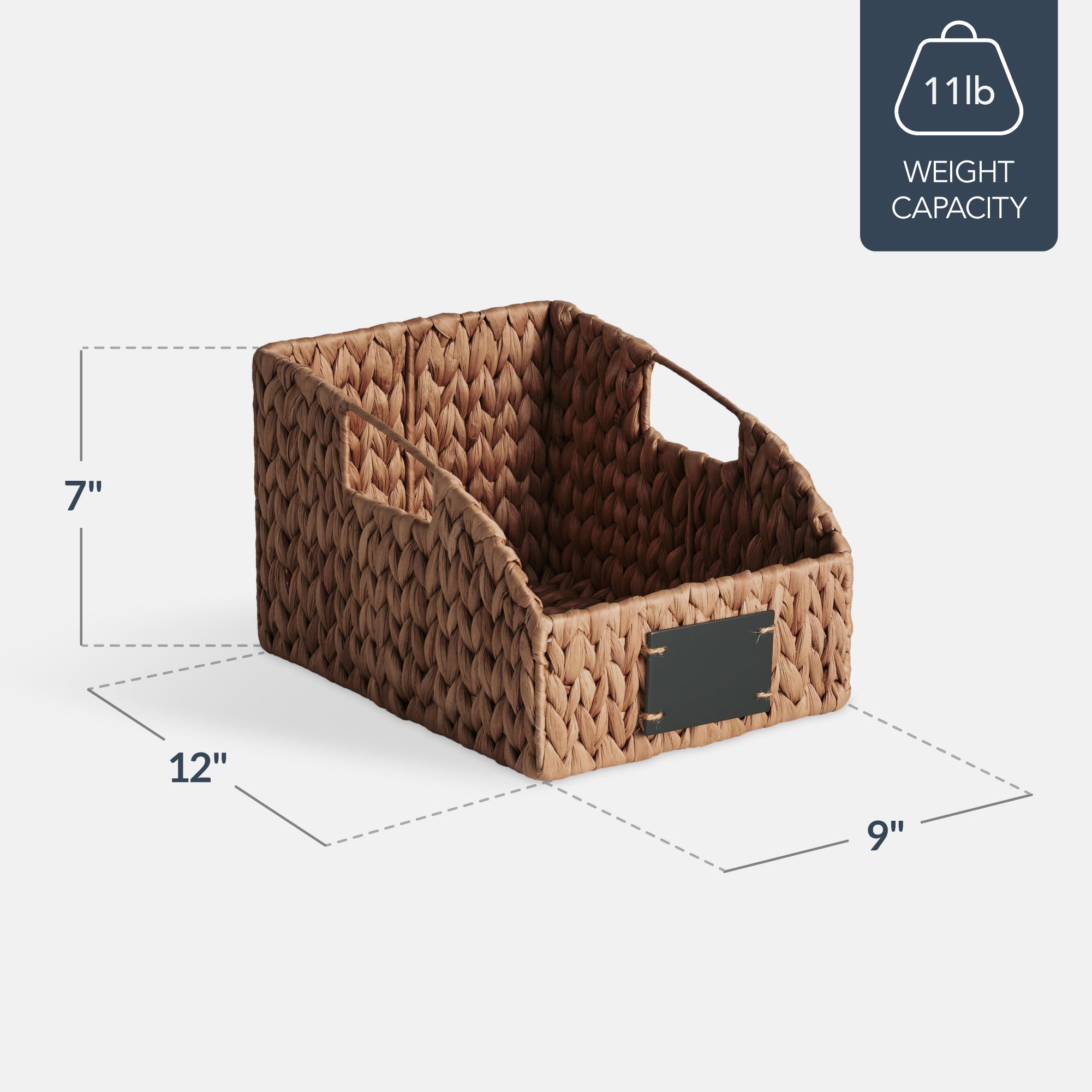 Hyacinth Angled Pantry Storage Baskets W/ Handles & Chalkboard (Pack of 2)