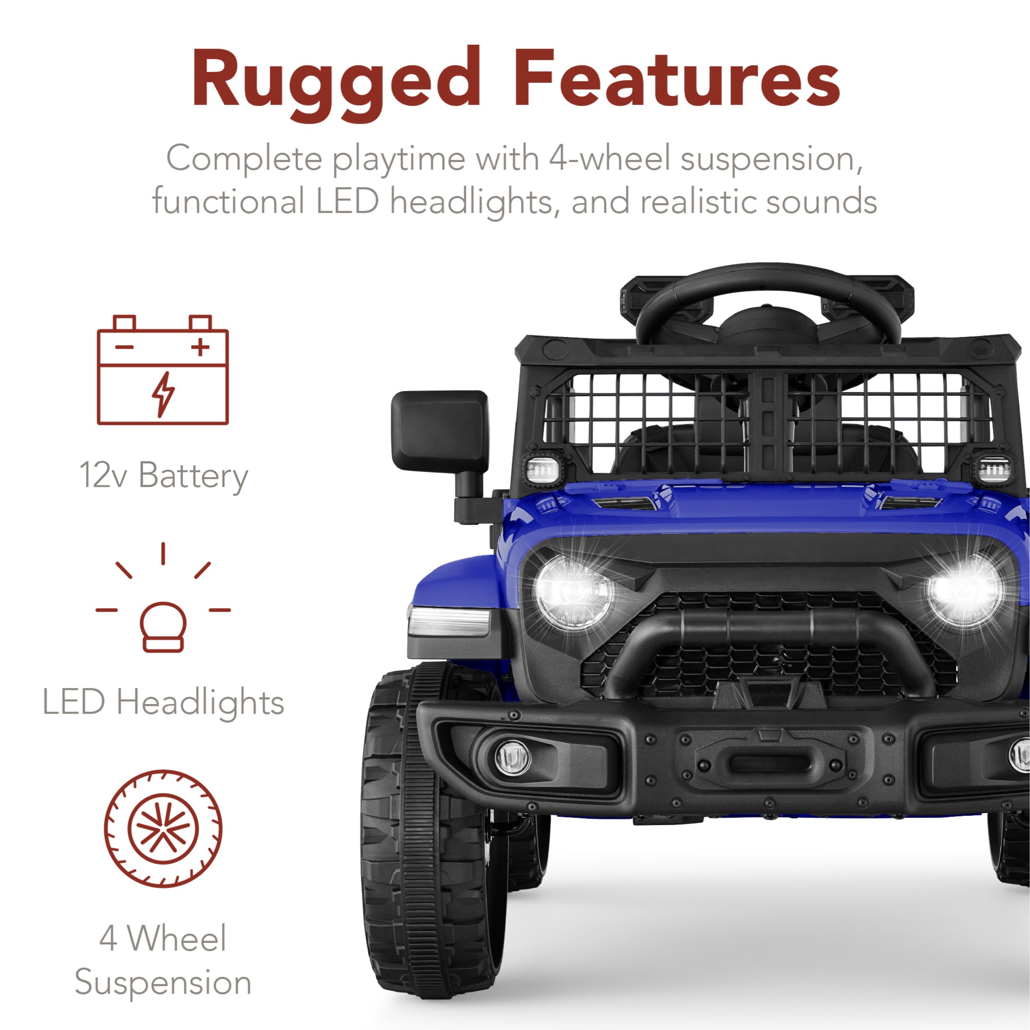 12V Kids Ride On Truck w/ Remote Control for Toddlers 3-5,  Safety Harness