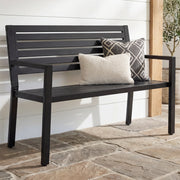 Outdoor Metal Patio Garden Bench, 790lb Capacity, Steel Slatted Seat