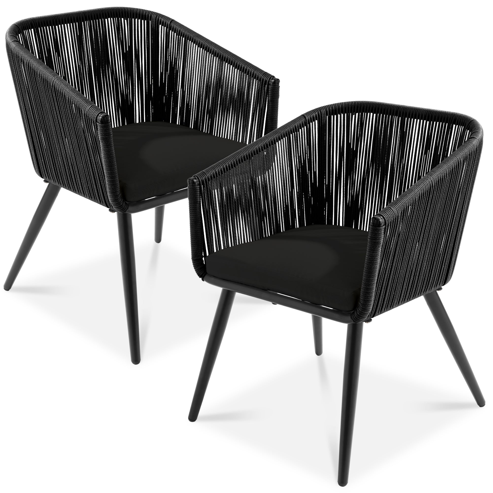 Set of 2 Outdoor Woven Wicker Patio Dining Chairs, 250lb Capacity
