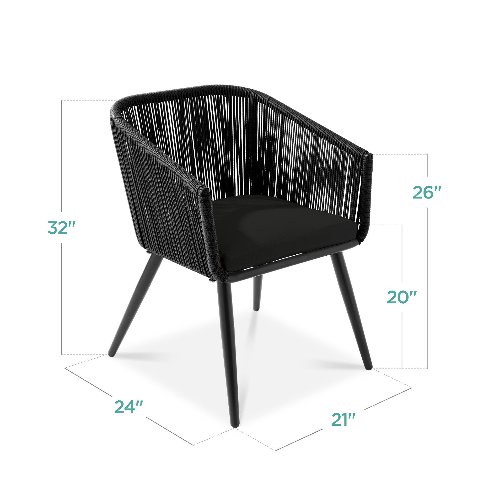 Set of 2 Outdoor Woven Wicker Patio Dining Chairs, 250lb Capacity