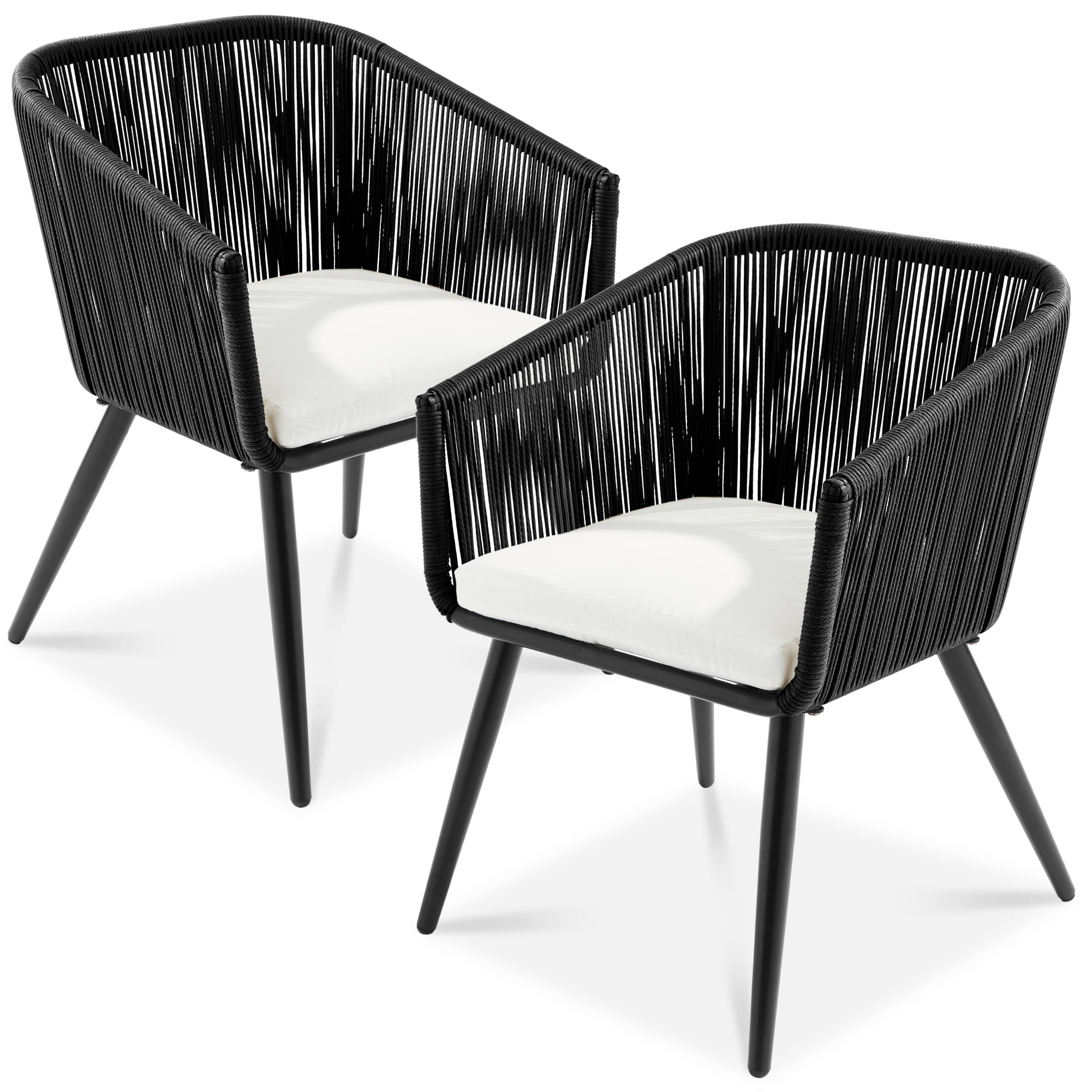 Set of 2 Outdoor Woven Wicker Patio Dining Chairs, 250lb Capacity