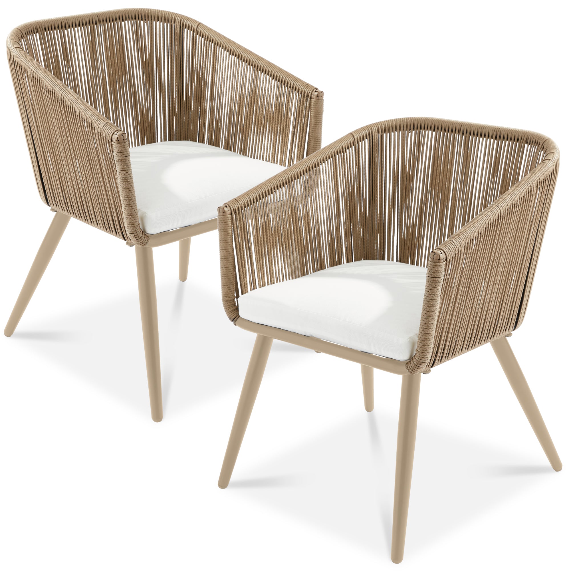 Set of 2 Outdoor Woven Wicker Patio Dining Chairs, 250lb Capacity